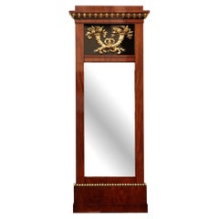 Large 19th Century German Biedermeier pillar mirror, ca. 1820, mahogany