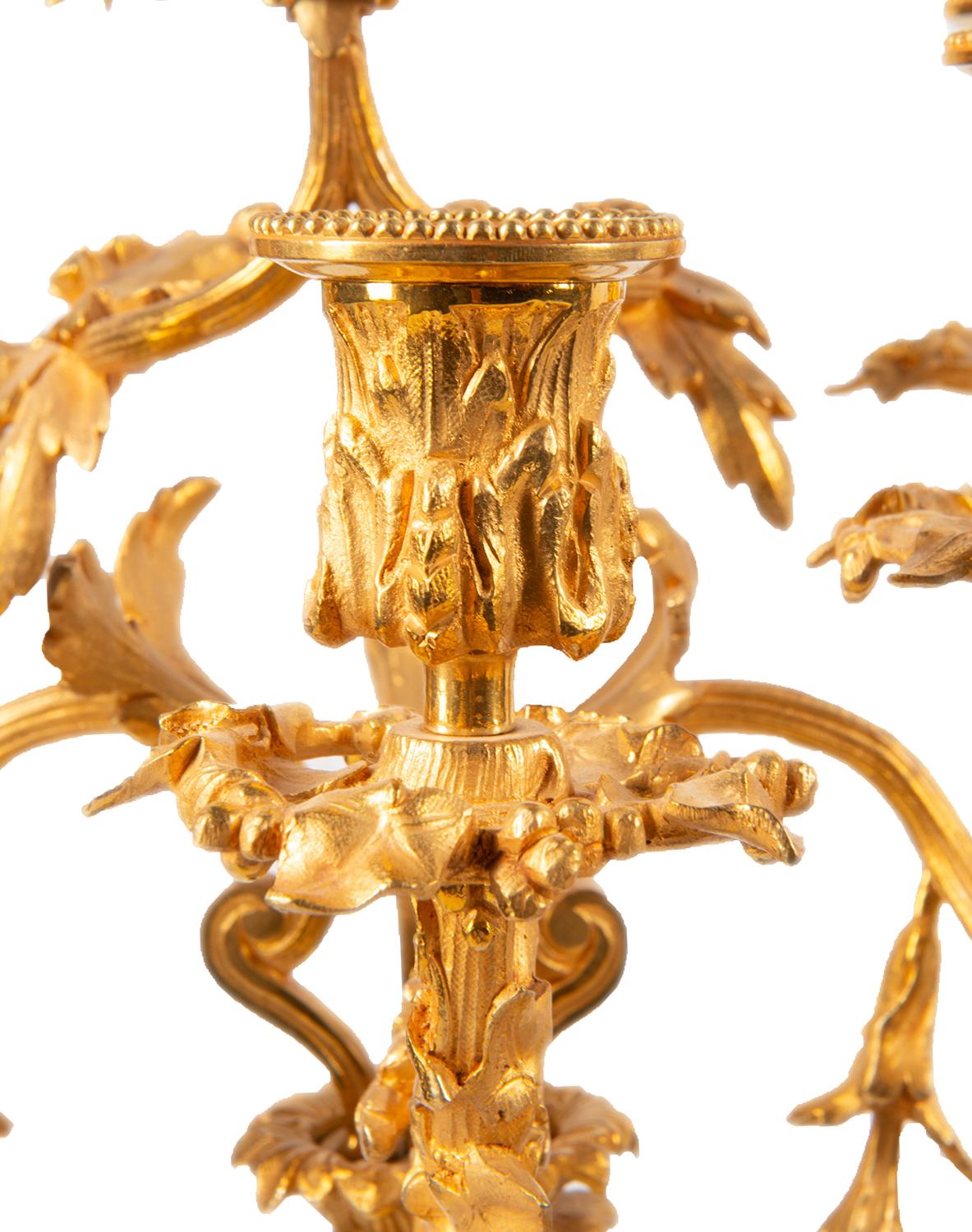 Großes Uhrenset aus vergoldeter Goldbronze und Bronze aus dem 19. Jahrhundert, von Deniere, Paris im Angebot 4