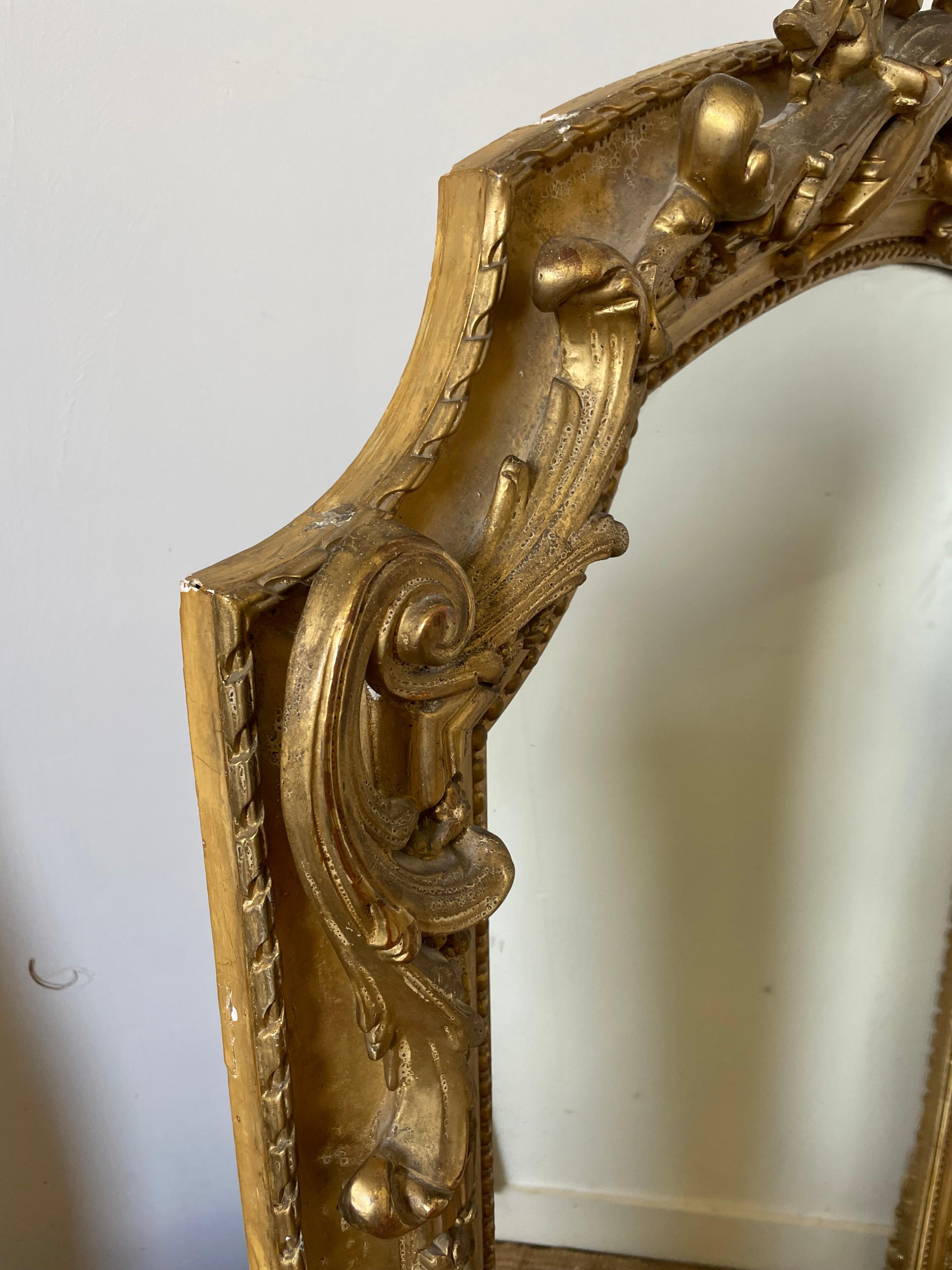 Large 19th century gilded over mantle shell motif 8