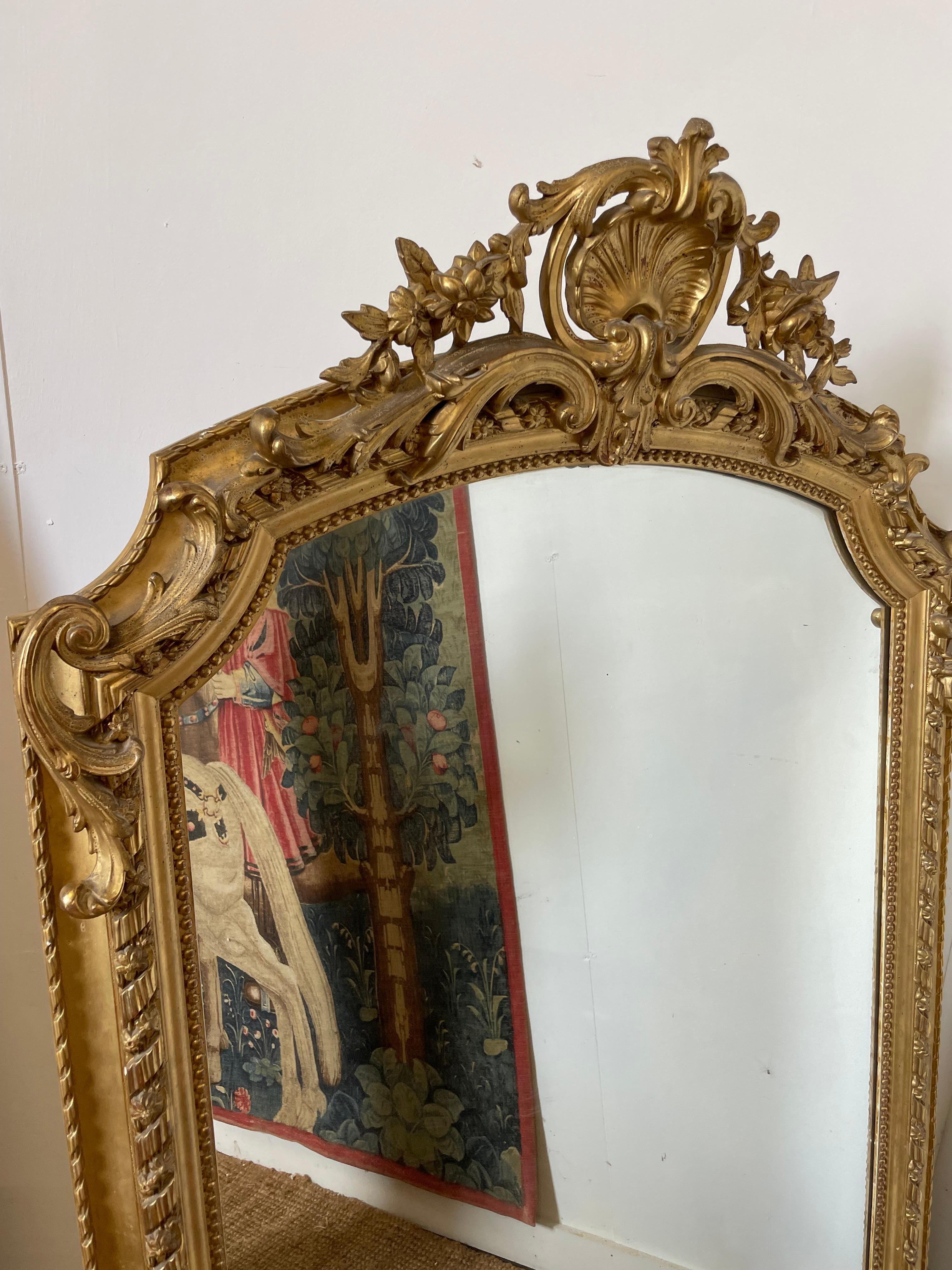 Louis XV Large 19th century gilded over mantle shell motif