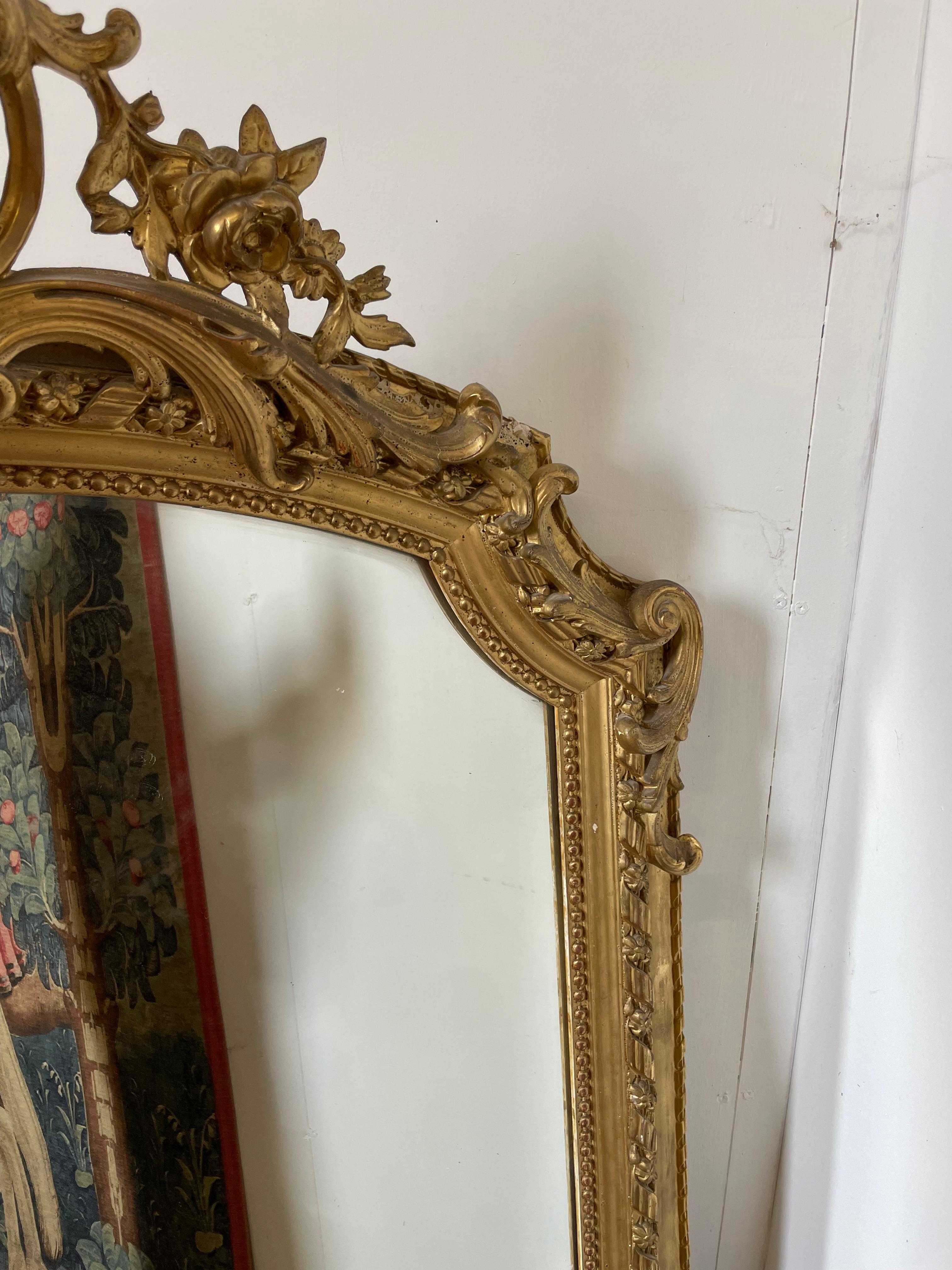 French Large 19th century gilded over mantle shell motif
