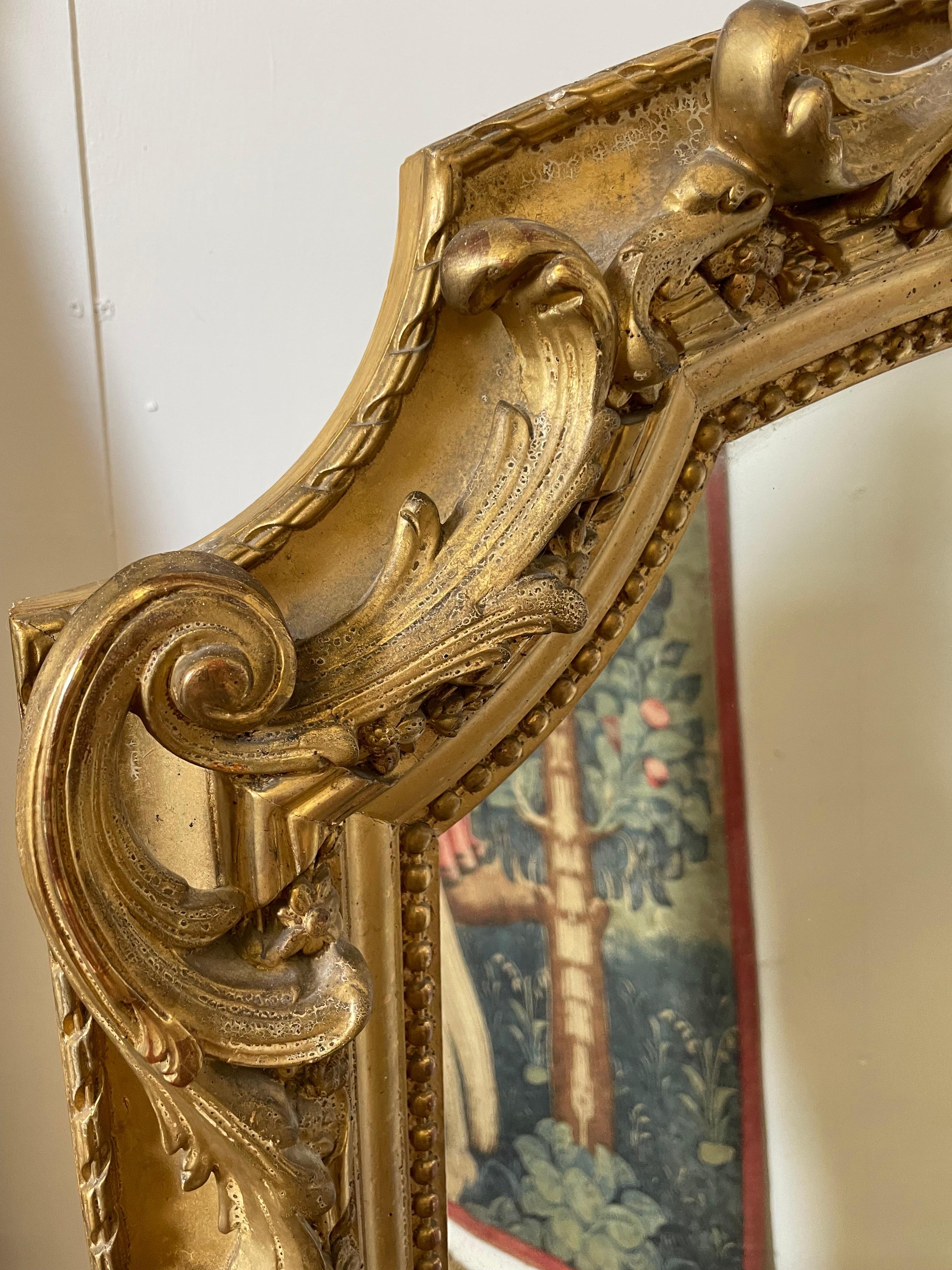 Gesso Large 19th century gilded over mantle shell motif