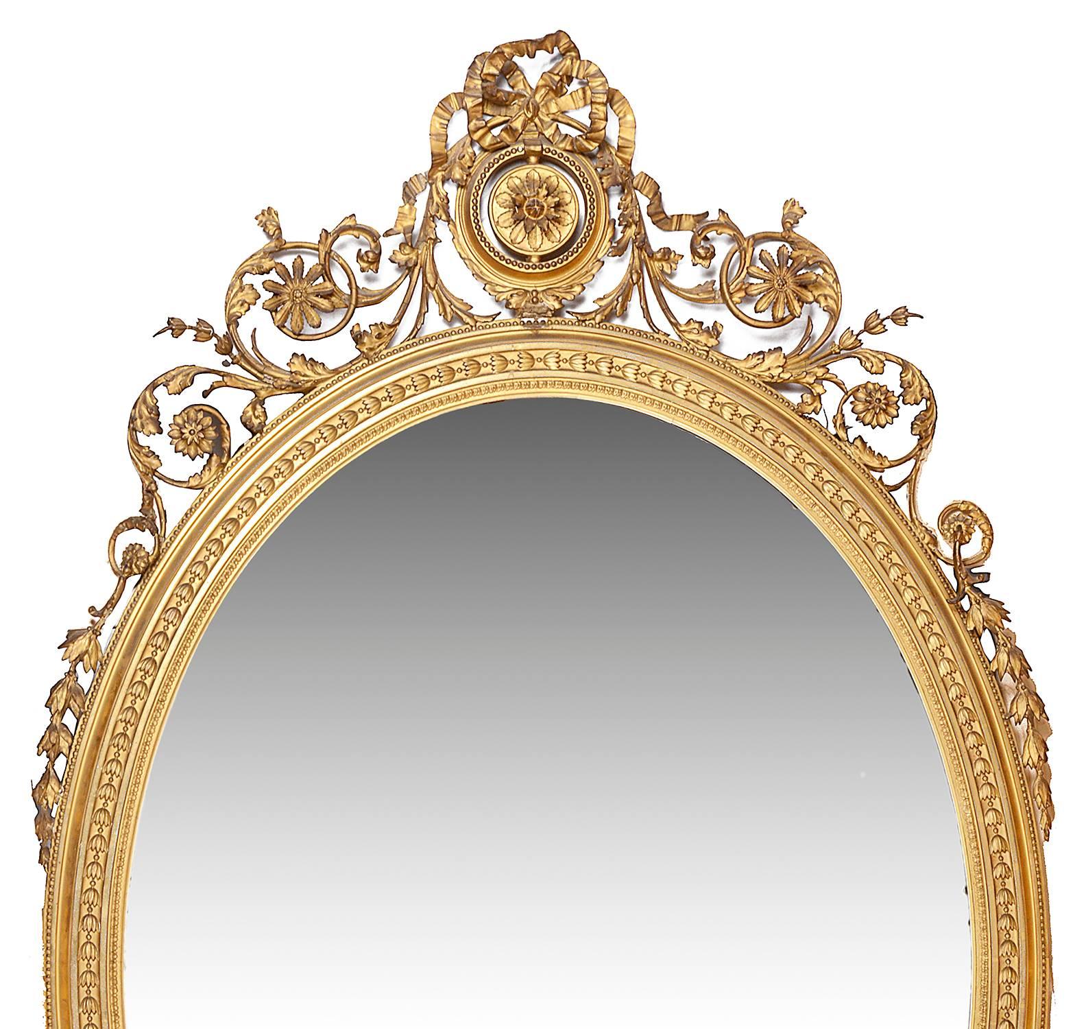 English Large 19th Century Gilded Pier Glass Mirror
