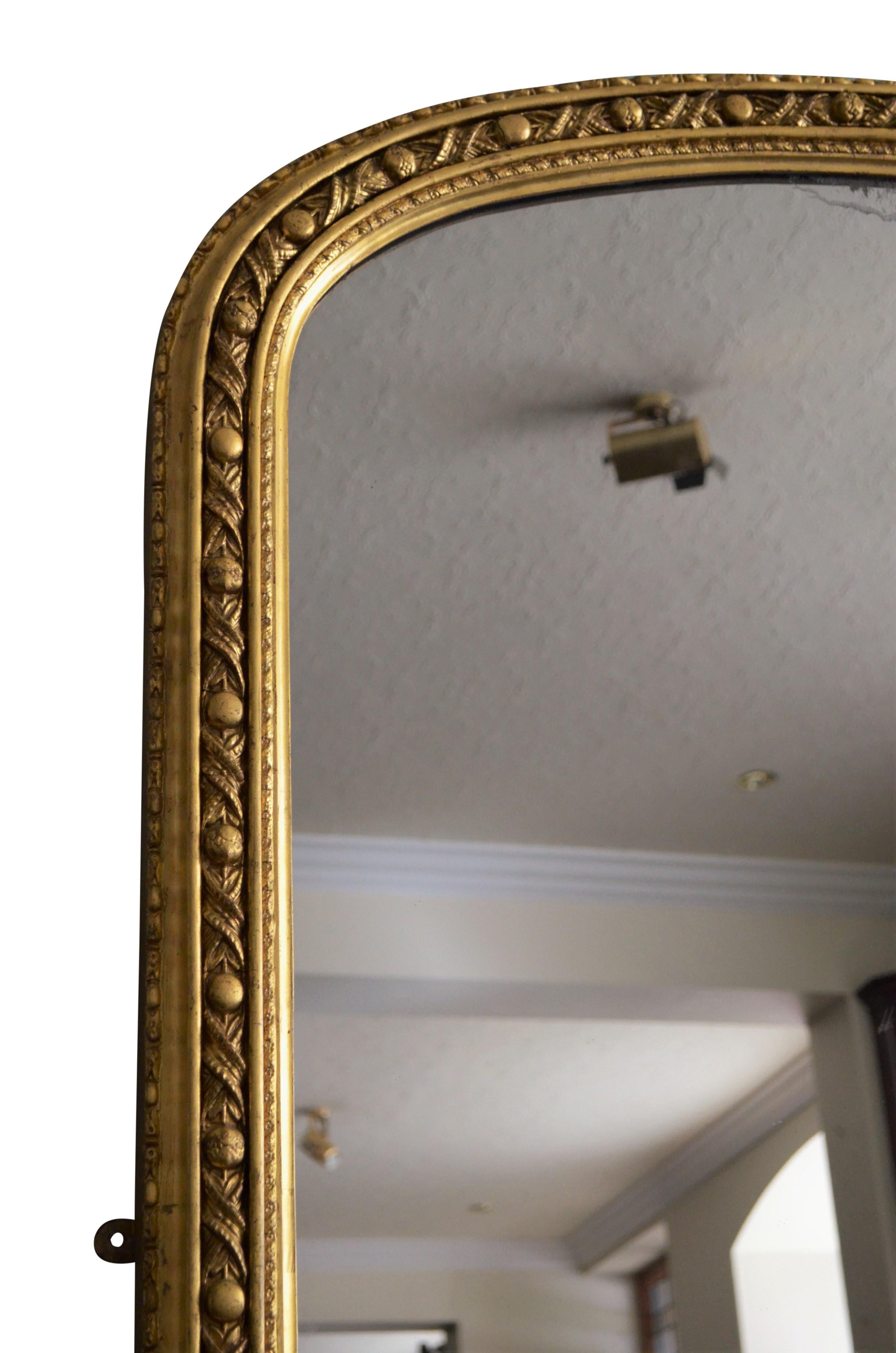 Victorian Large 19th Century Gilt Overmantle Mirror
