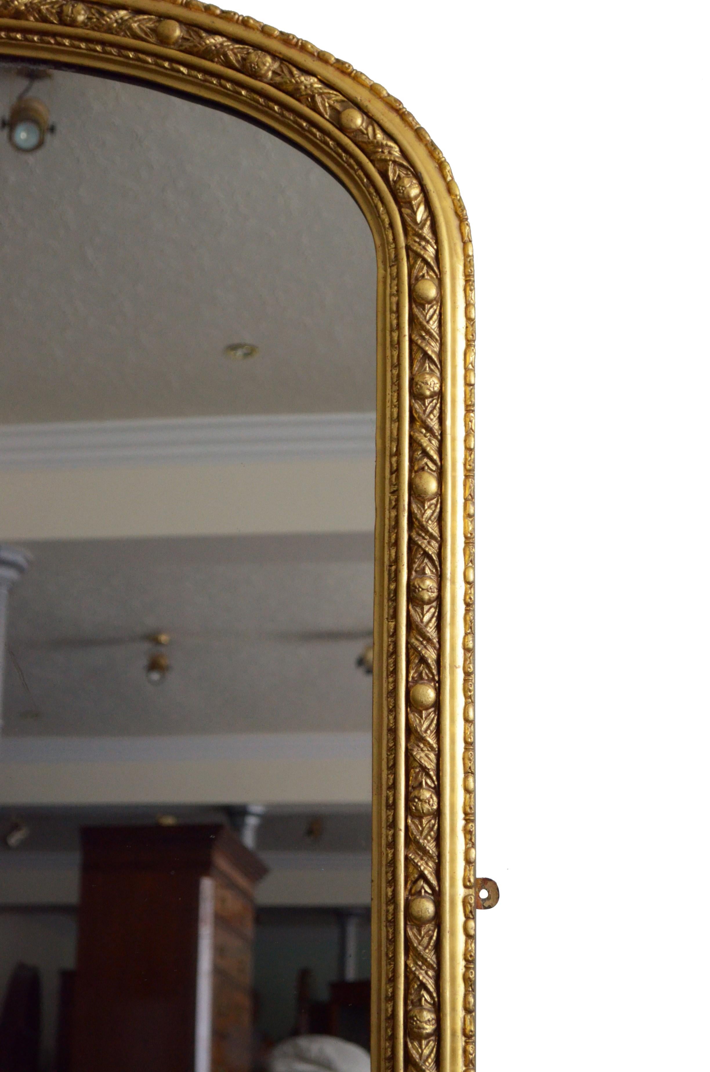 Gesso Large 19th Century Gilt Overmantle Mirror
