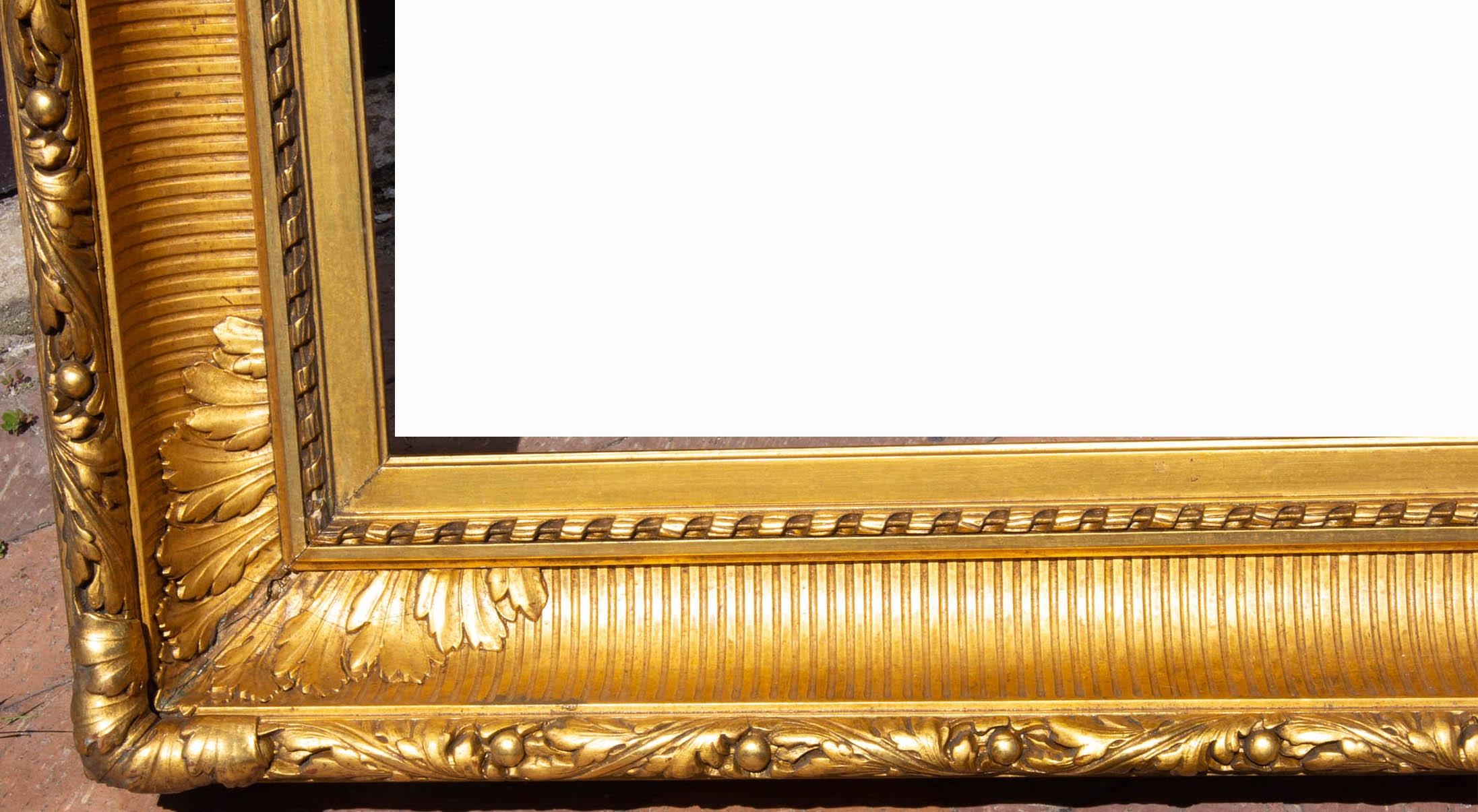 Large American 19th century gilt fluted cove frame, circa 1860s. Will hold a 36