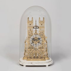 Large 19th Century Gilt Skeleton Clock attributed to Evans of Handsworth