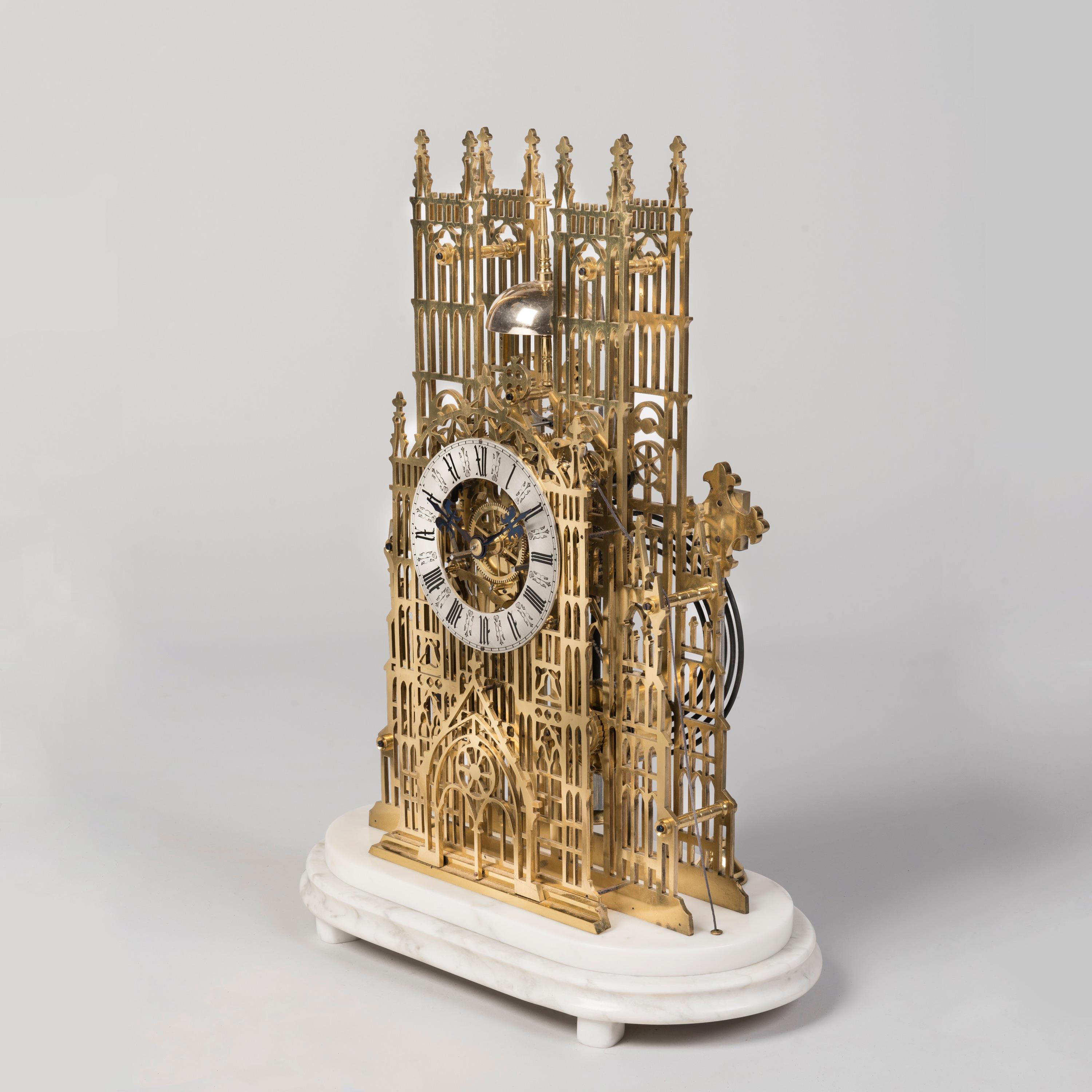 Large 19th Century Gilt Skeleton Clock attributed to Evans of Handsworth In Good Condition For Sale In London, GB
