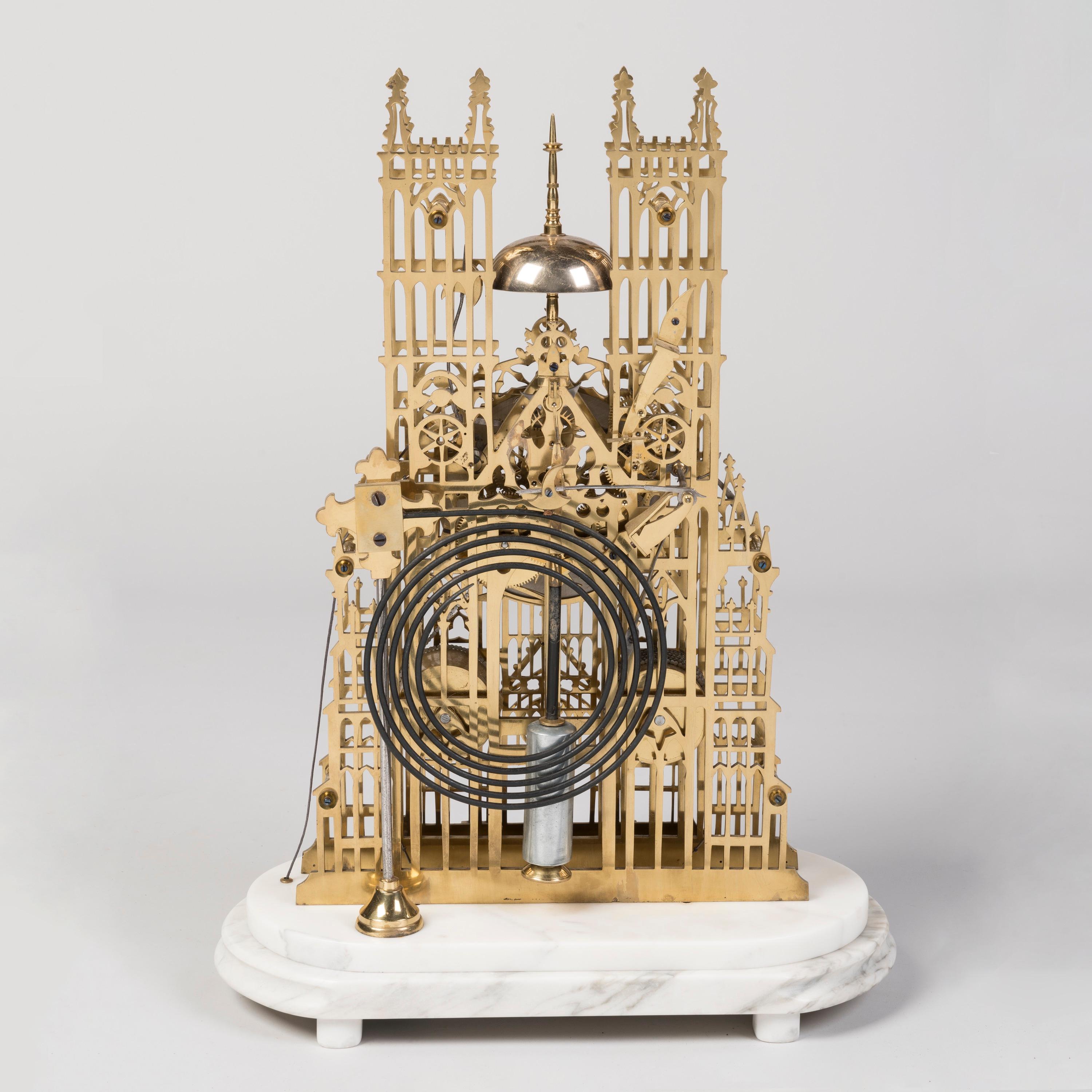 Large 19th Century Gilt Skeleton Clock attributed to Evans of Handsworth For Sale 1