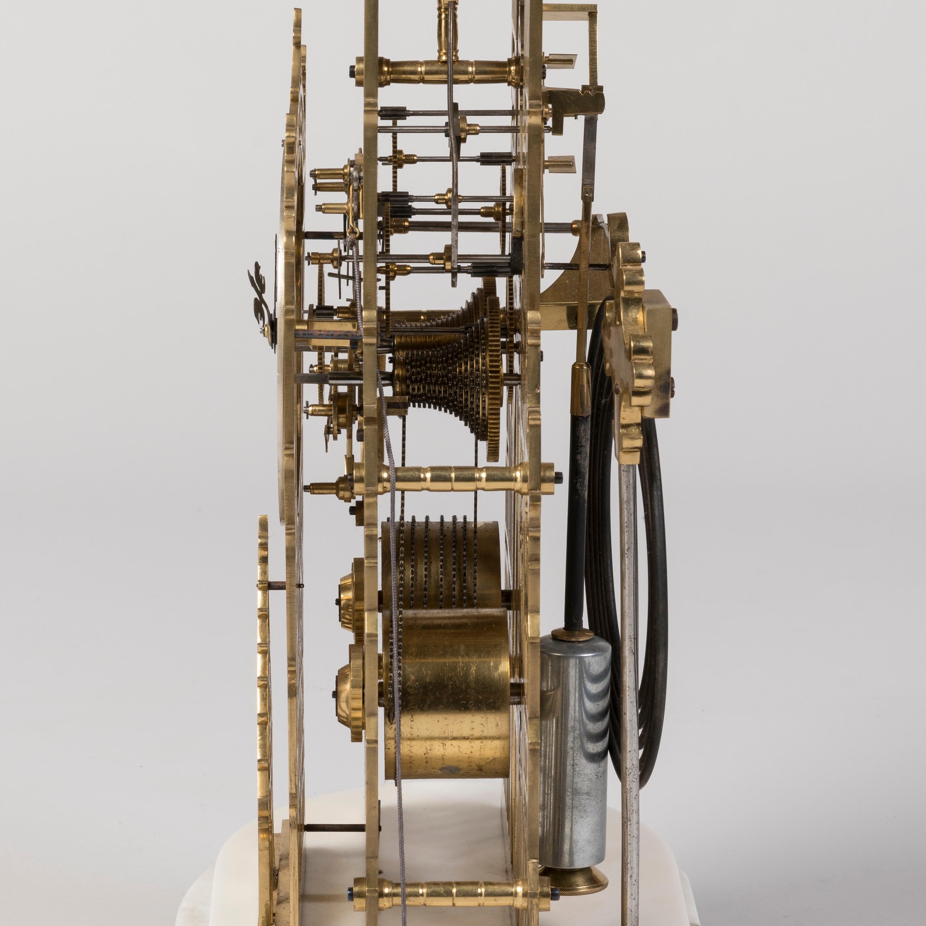 Large 19th Century Gilt Skeleton Clock attributed to Evans of Handsworth For Sale 2