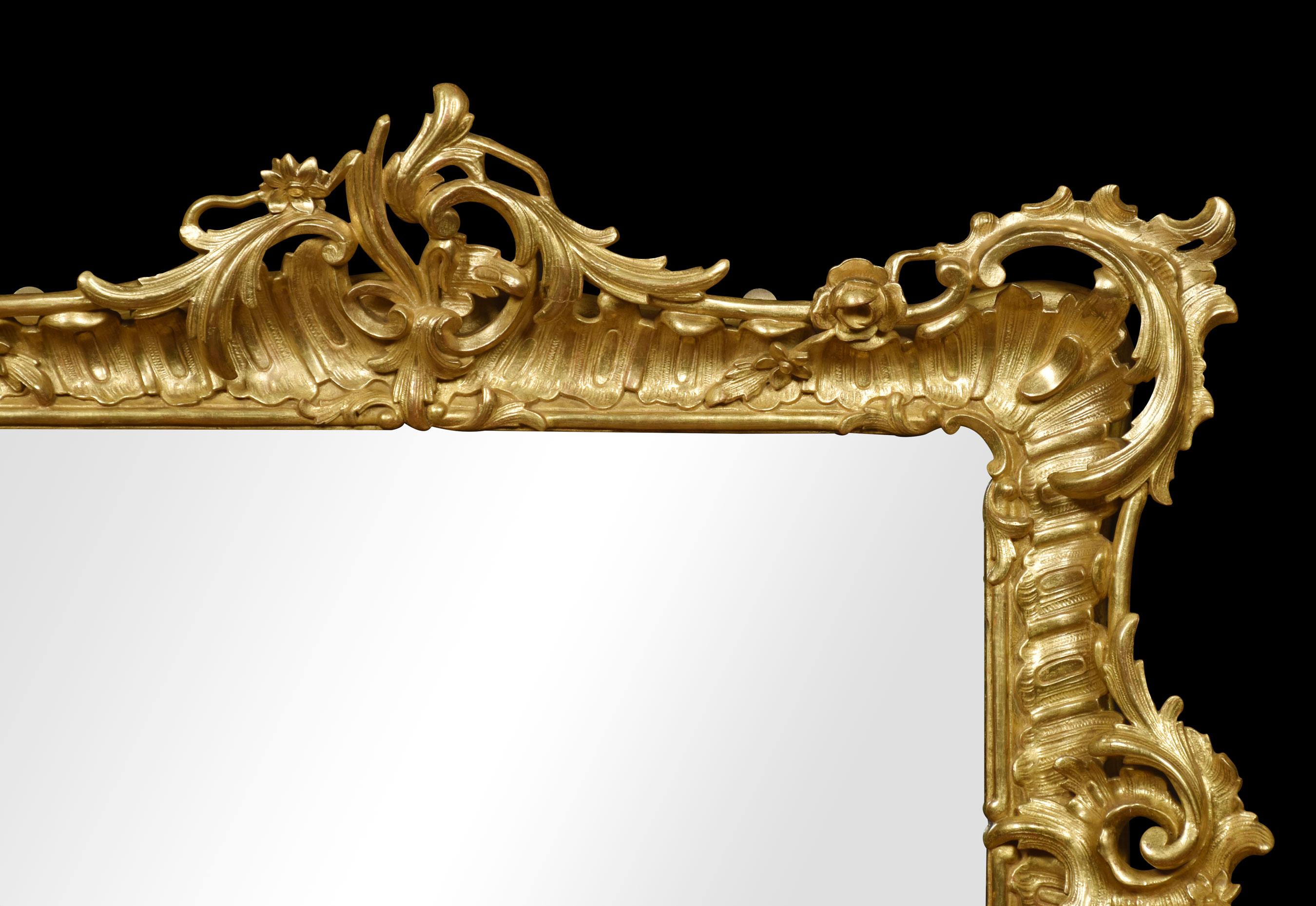 Giltwood Large 19th Century Gilt-Wood Wall Mirror For Sale