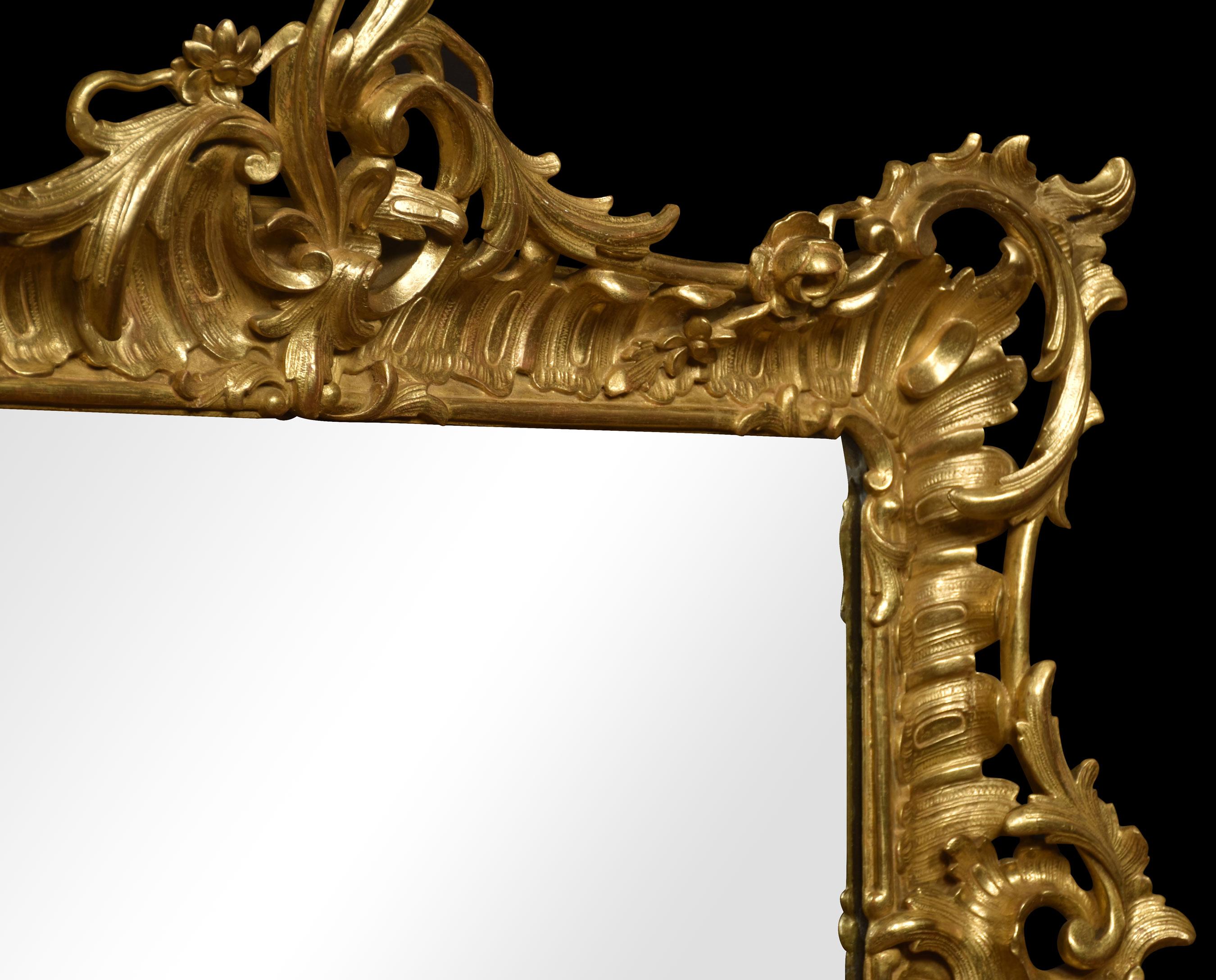 Large 19th Century Gilt-Wood Wall Mirror For Sale 2
