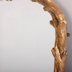 Large 19th Century Giltwood Faux Bois Overmantel Mirror with Original Mercury Gl