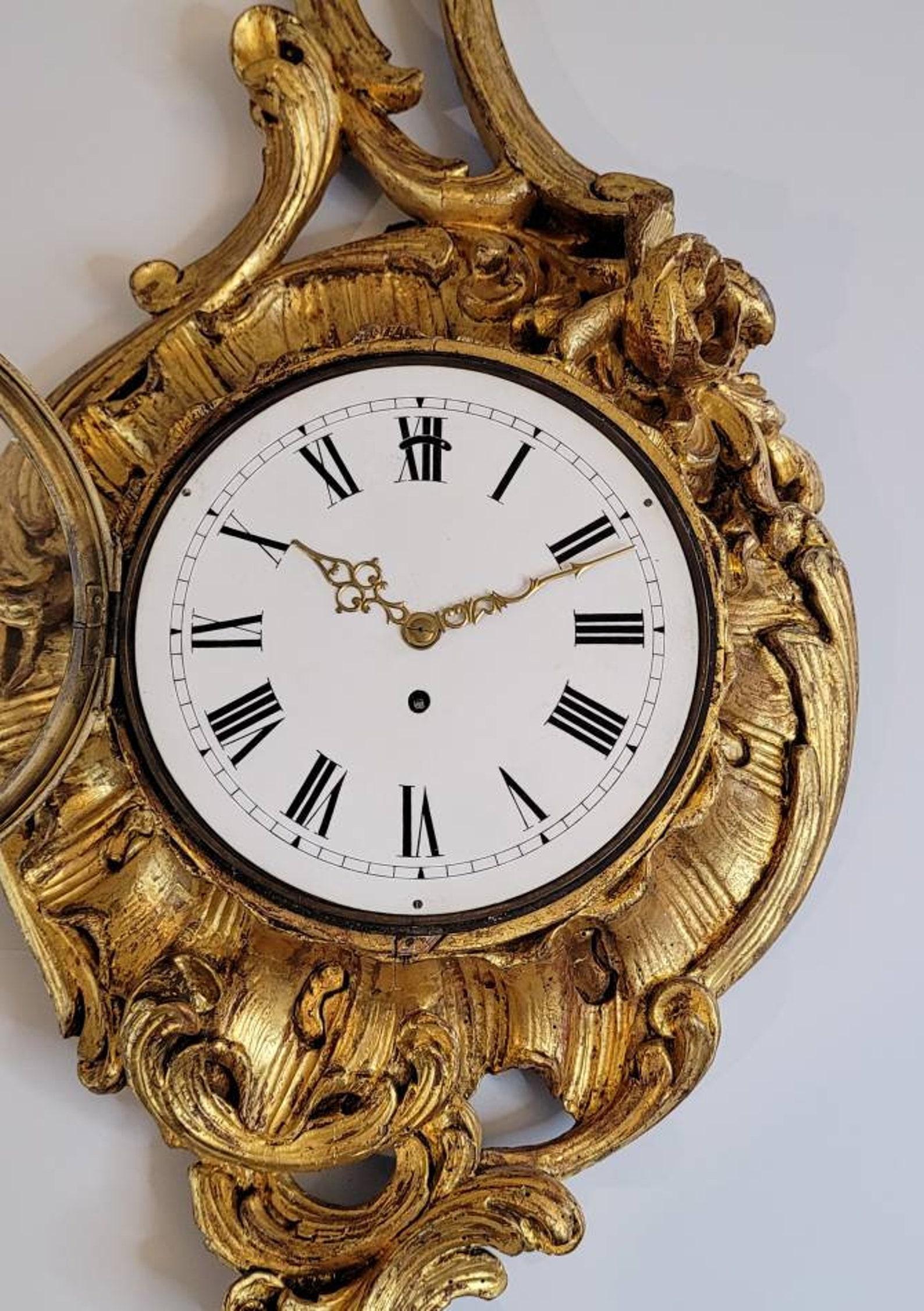 Large 19th Century Giltwood French Louis XV Cartel Clock In Good Condition For Sale In Forney, TX