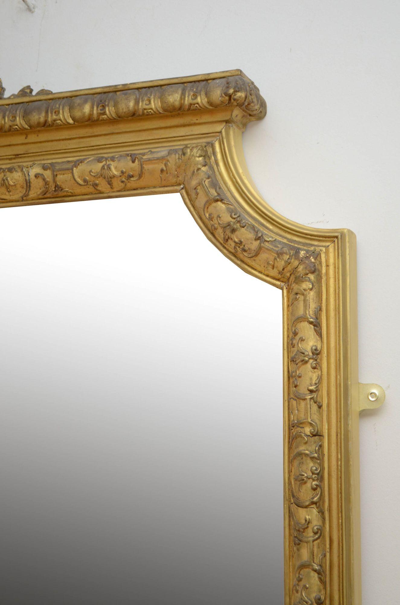 Grande specchio in legno dorato del XIX secolo H202cm in vendita 4