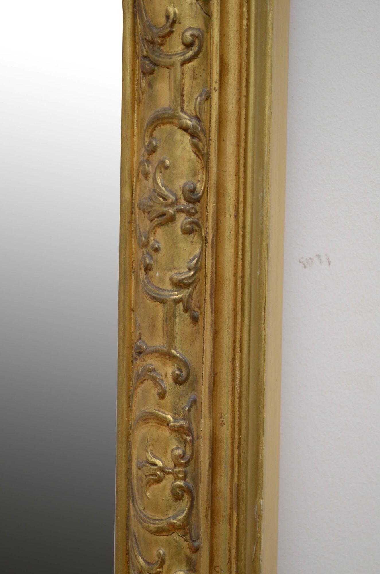 Grande specchio in legno dorato del XIX secolo H202cm in vendita 5