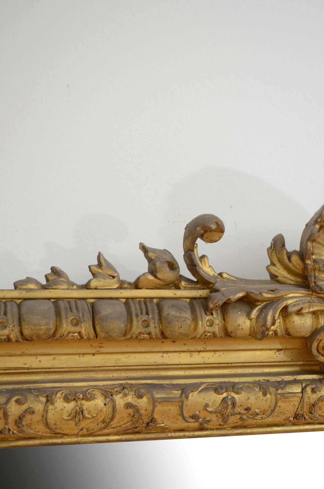 Grande specchio in legno dorato del XIX secolo H202cm In condizioni buone in vendita a Whaley Bridge, GB