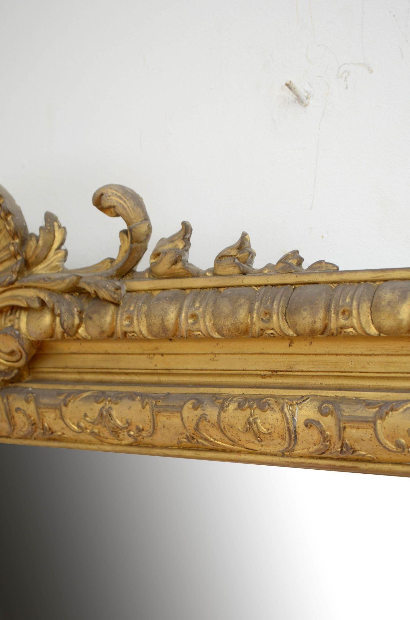 Grande specchio in legno dorato del XIX secolo H202cm in vendita 1