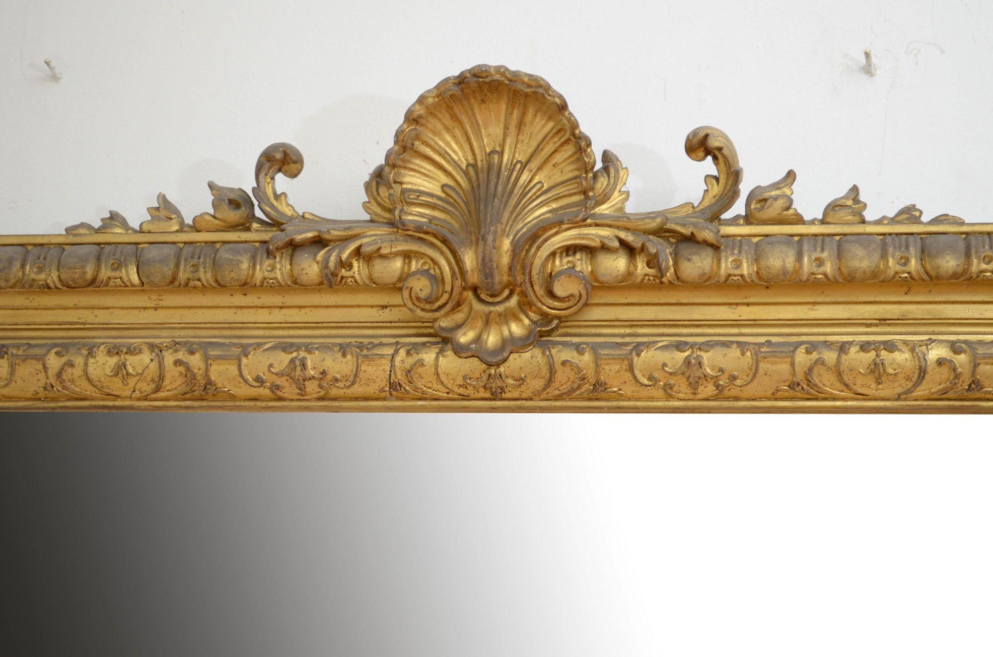 Grande specchio in legno dorato del XIX secolo H202cm in vendita 3