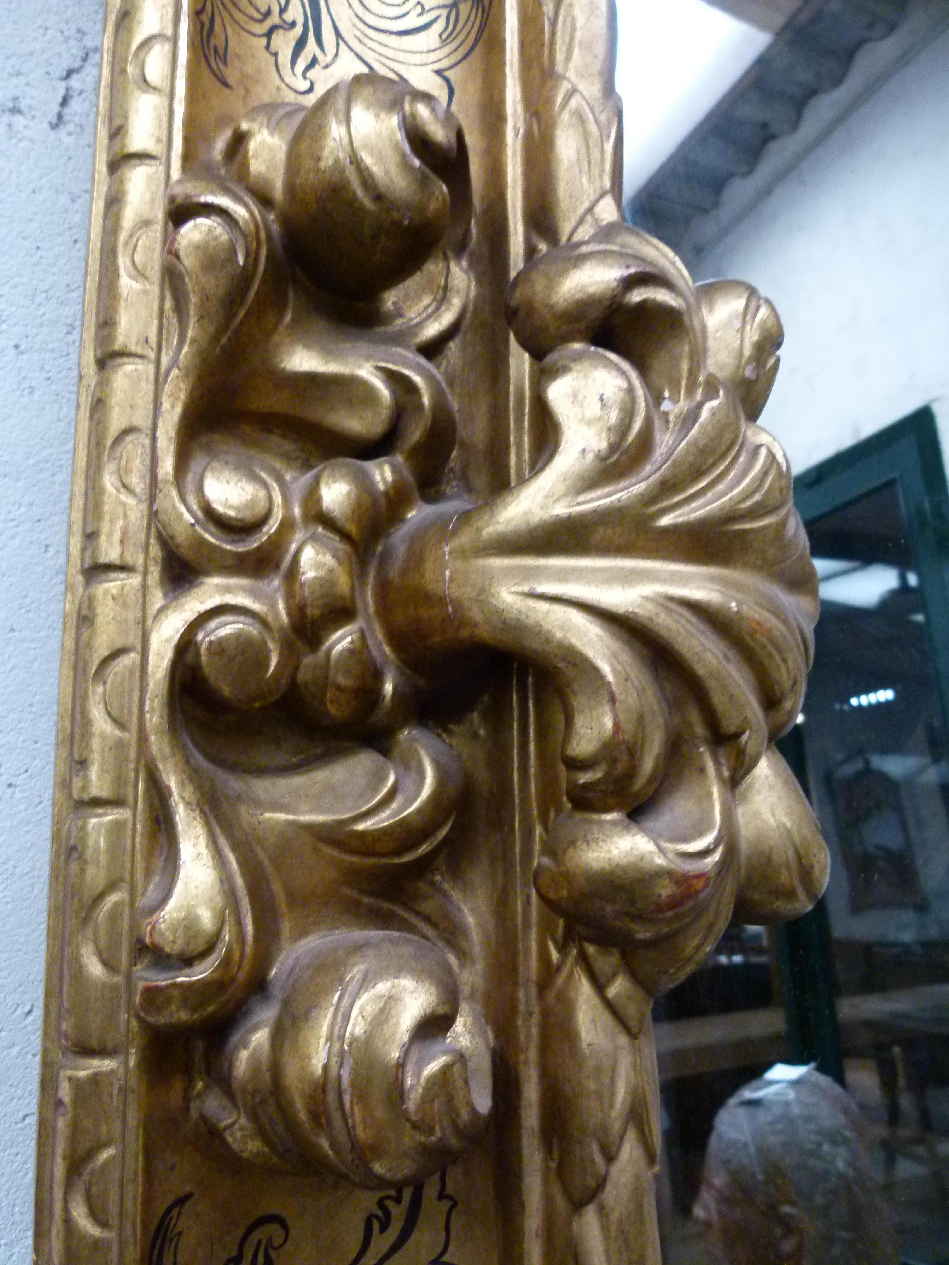 Hand-Carved Large Old Giltwood Mirror, Louis XY Style Revival