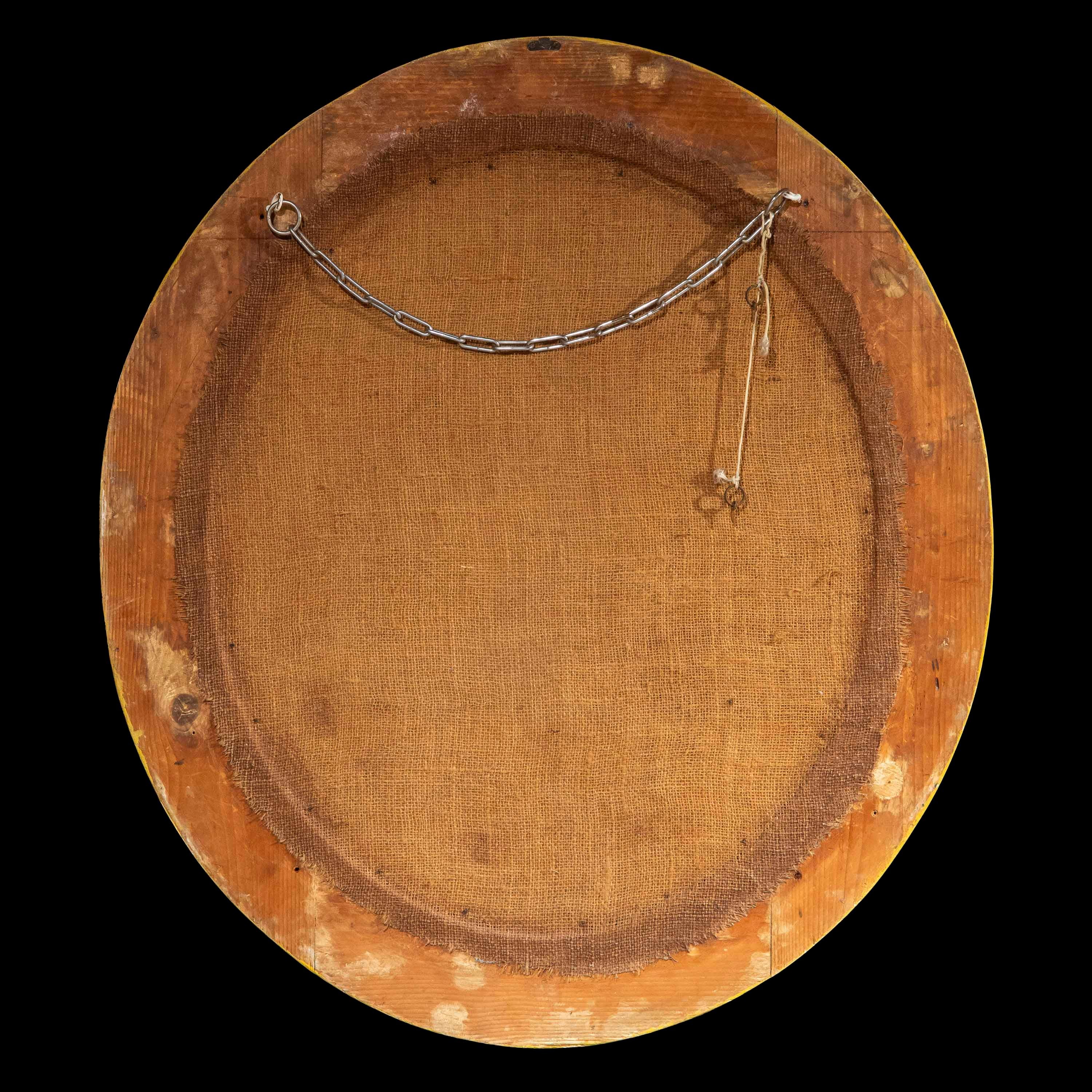 Grand miroir mural ovale en bois doré du XIXe siècle, C.I.C. en vente 1