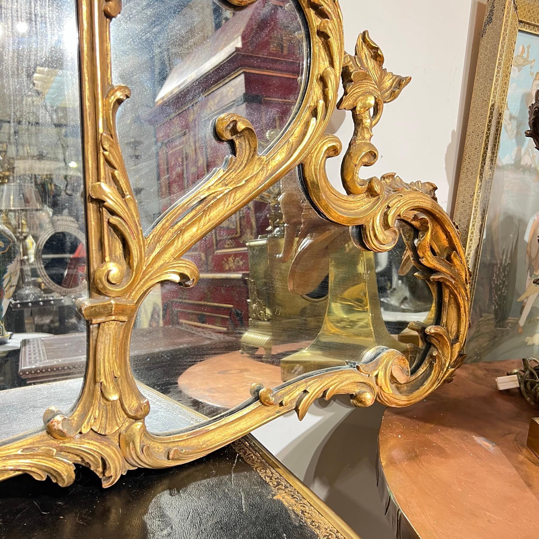 Large 19th Century Giltwood Overmantel Mirror in Chinese Chippendale Style 5