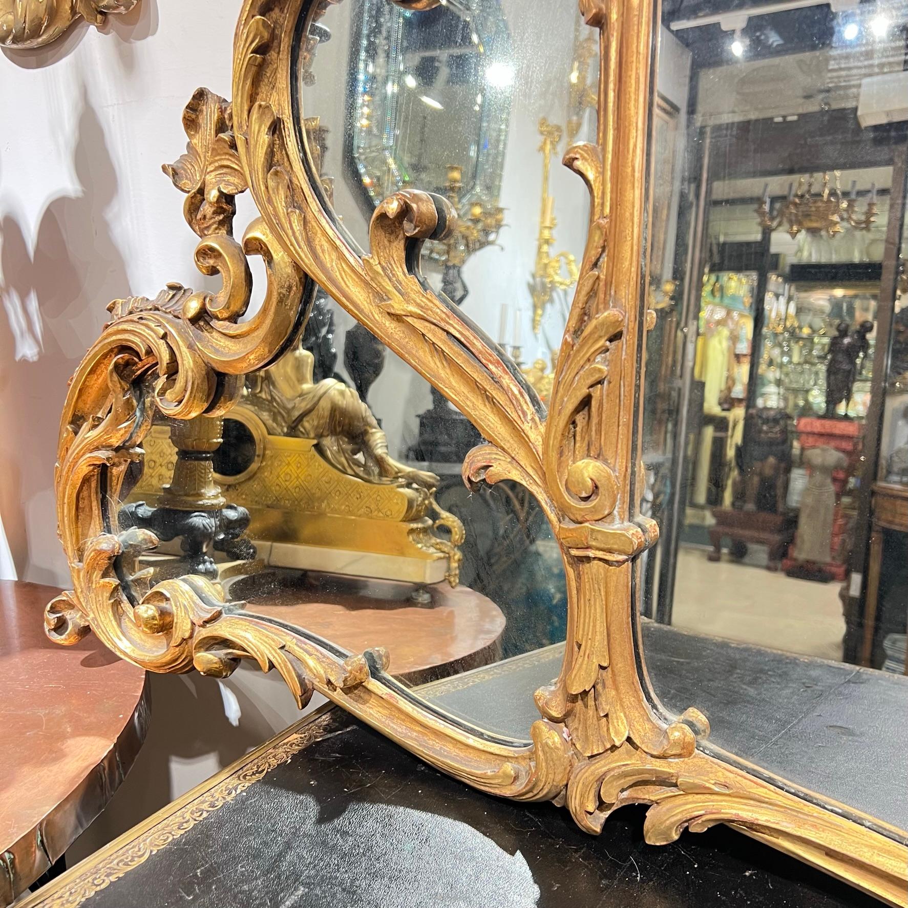 Large 19th Century Giltwood Overmantel Mirror in Chinese Chippendale Style 8