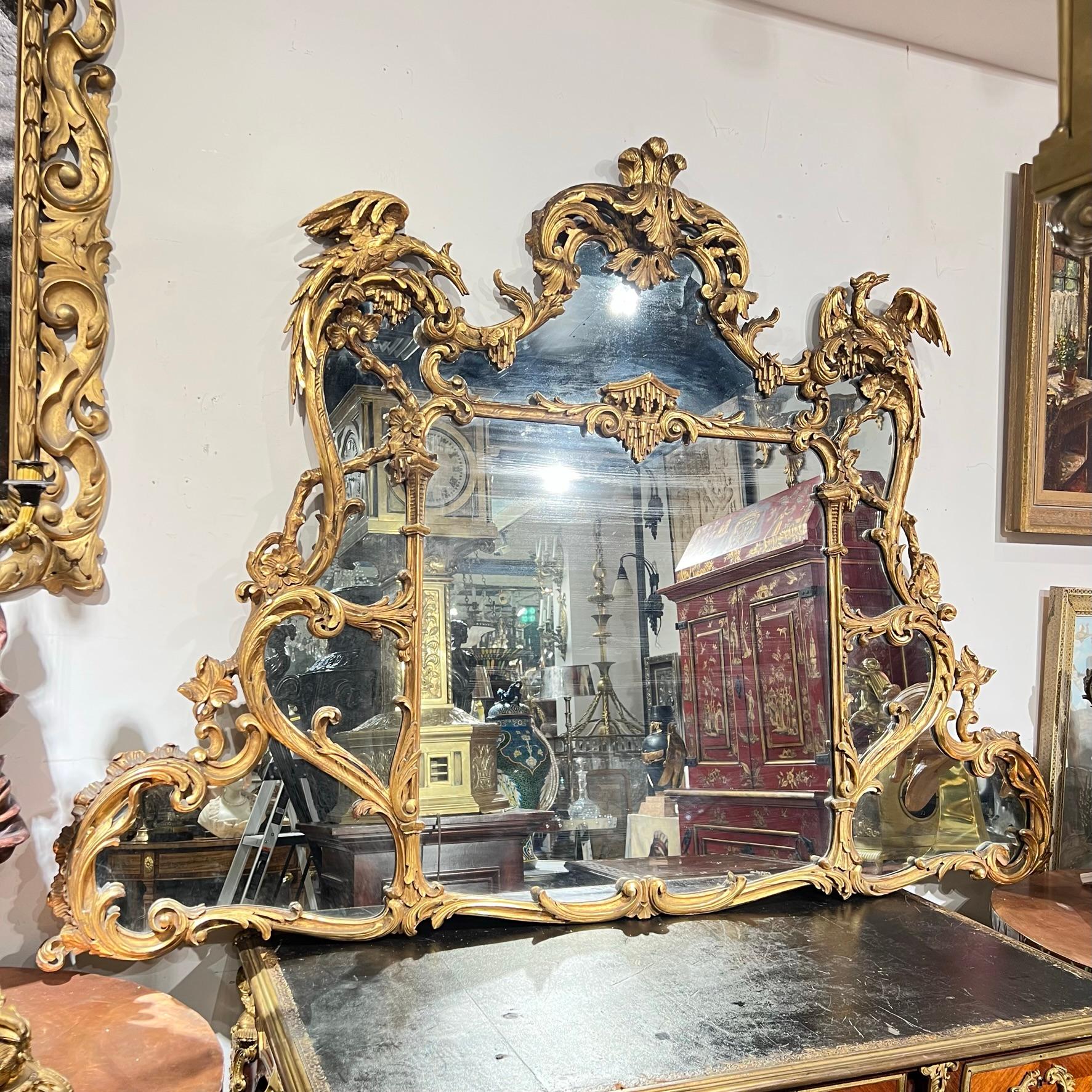 Large 19th Century Giltwood Overmantel Mirror in Chinese Chippendale Style 9