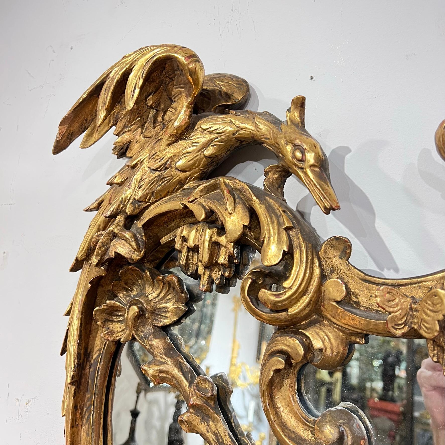 Large 19th Century Giltwood Overmantel Mirror in Chinese Chippendale Style In Good Condition In New York, NY