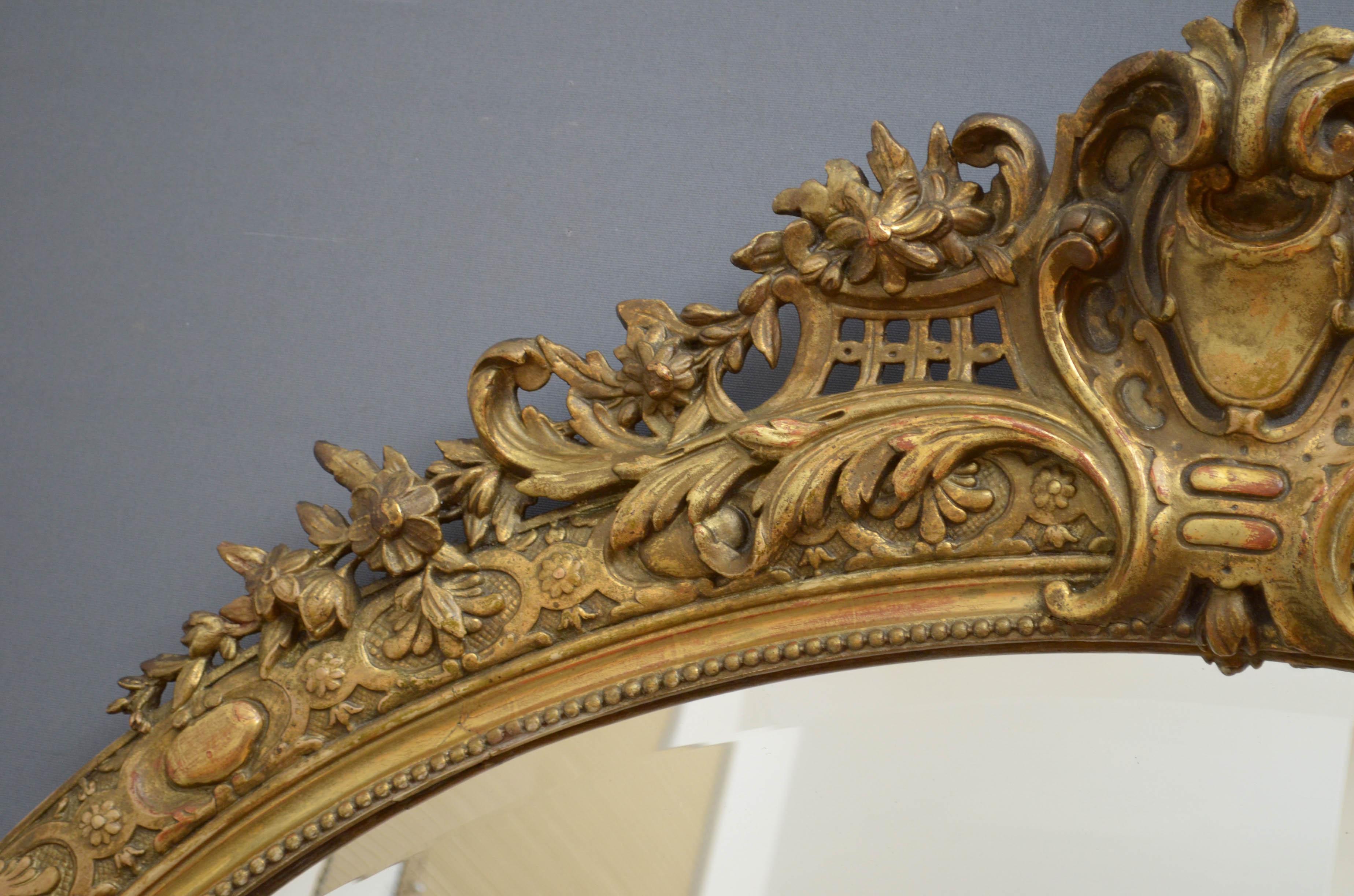 Large 19th Century Giltwood Wall Mirror In Good Condition In Whaley Bridge, GB
