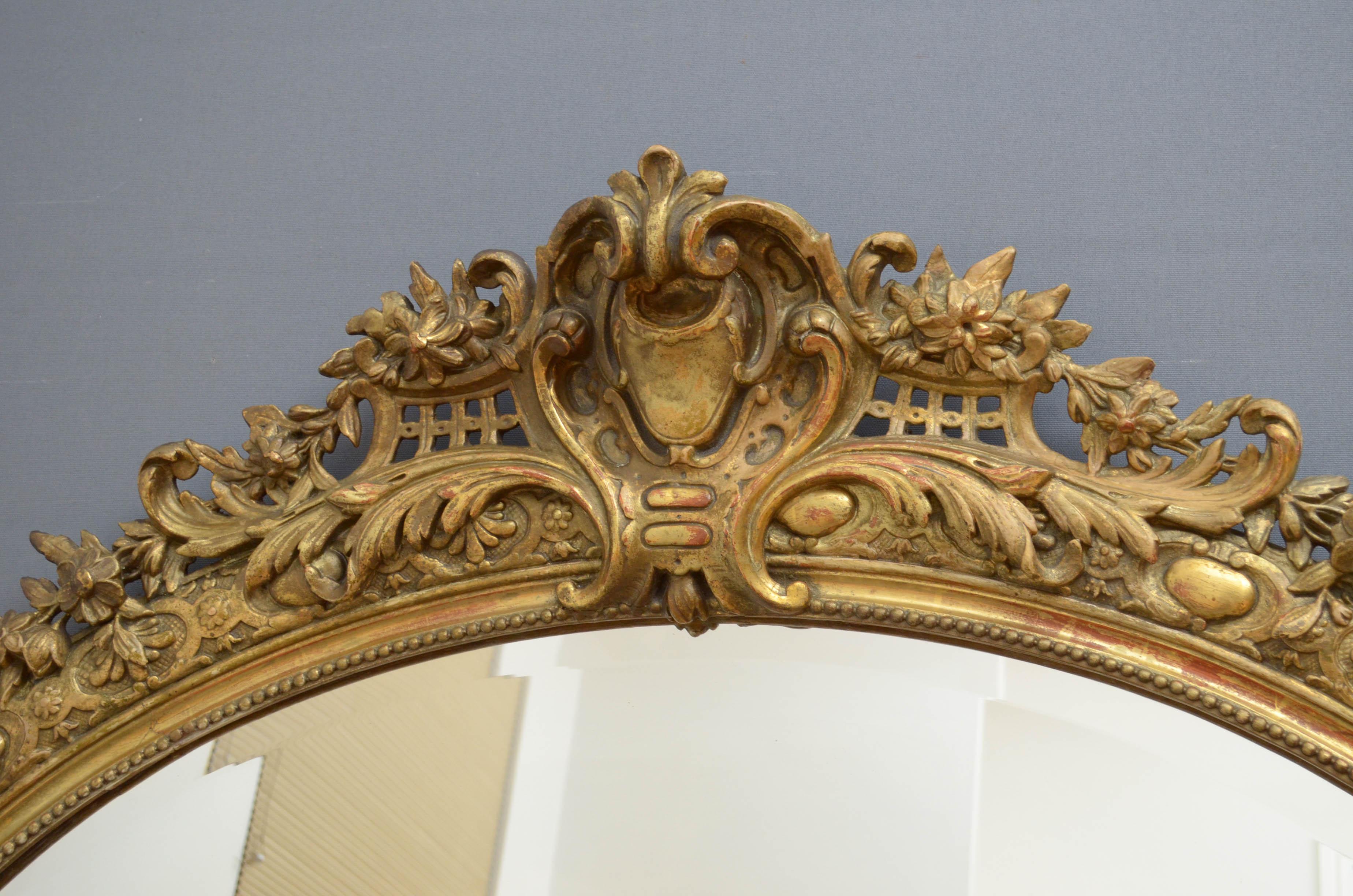 Late 19th Century Large 19th Century Giltwood Wall Mirror