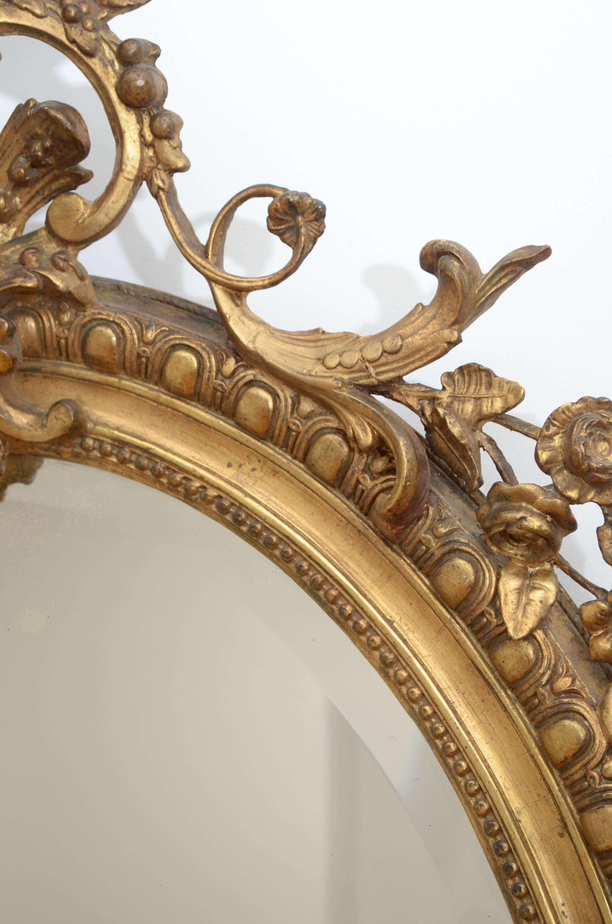 Large 19th Century Giltwood Wall Mirror 2