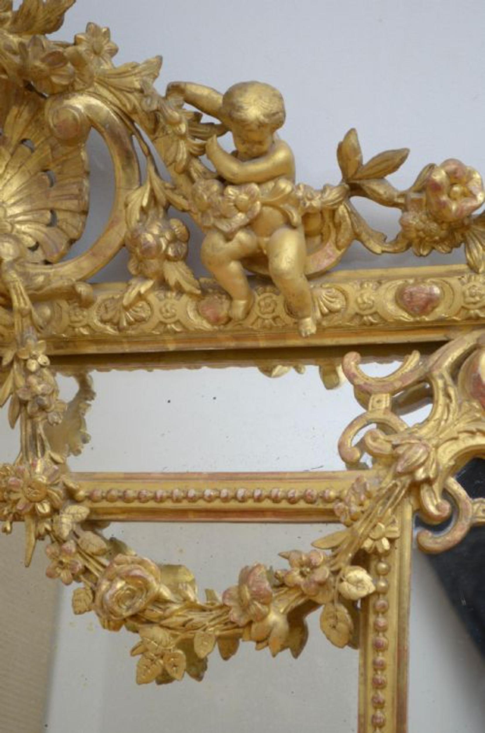 Large 19th Century Giltwood Wall Mirror 13