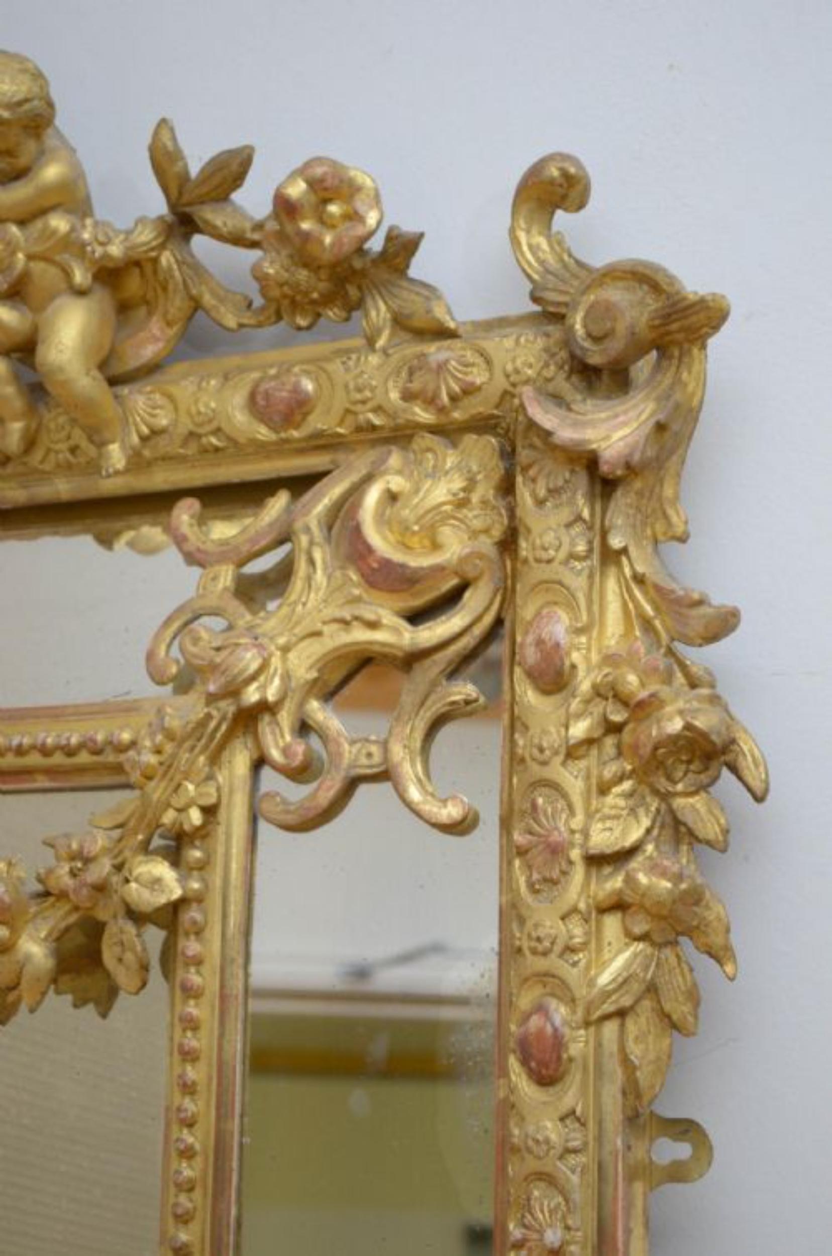 Large 19th Century Giltwood Wall Mirror 14