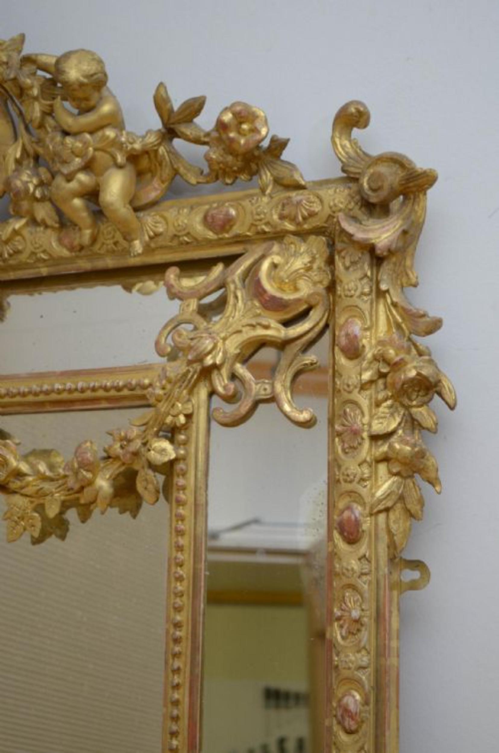 Large 19th Century Giltwood Wall Mirror 15