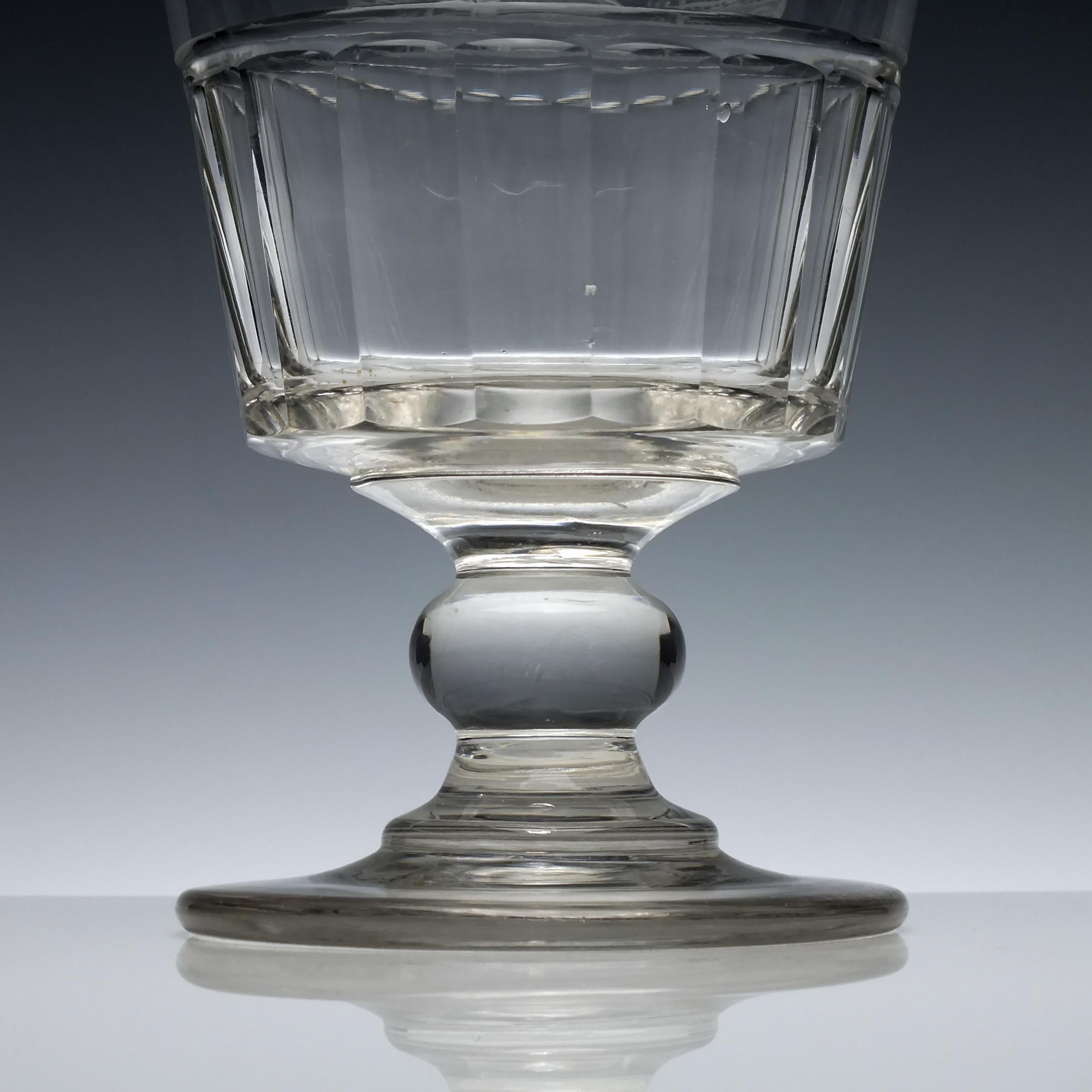 Large 19th Century Glass Serving Rummer Engraved with Paddle Steamer, circa 1830 For Sale 2