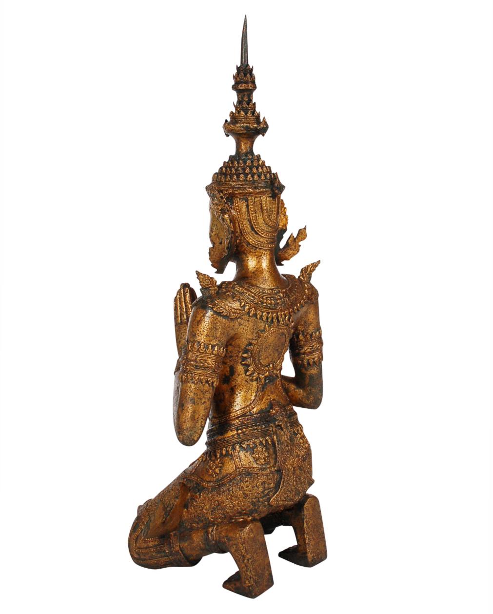 Tibetan Early 20th Century Gold Gilded Bronze Thai Thepenom Buddha Statue or Sculpture