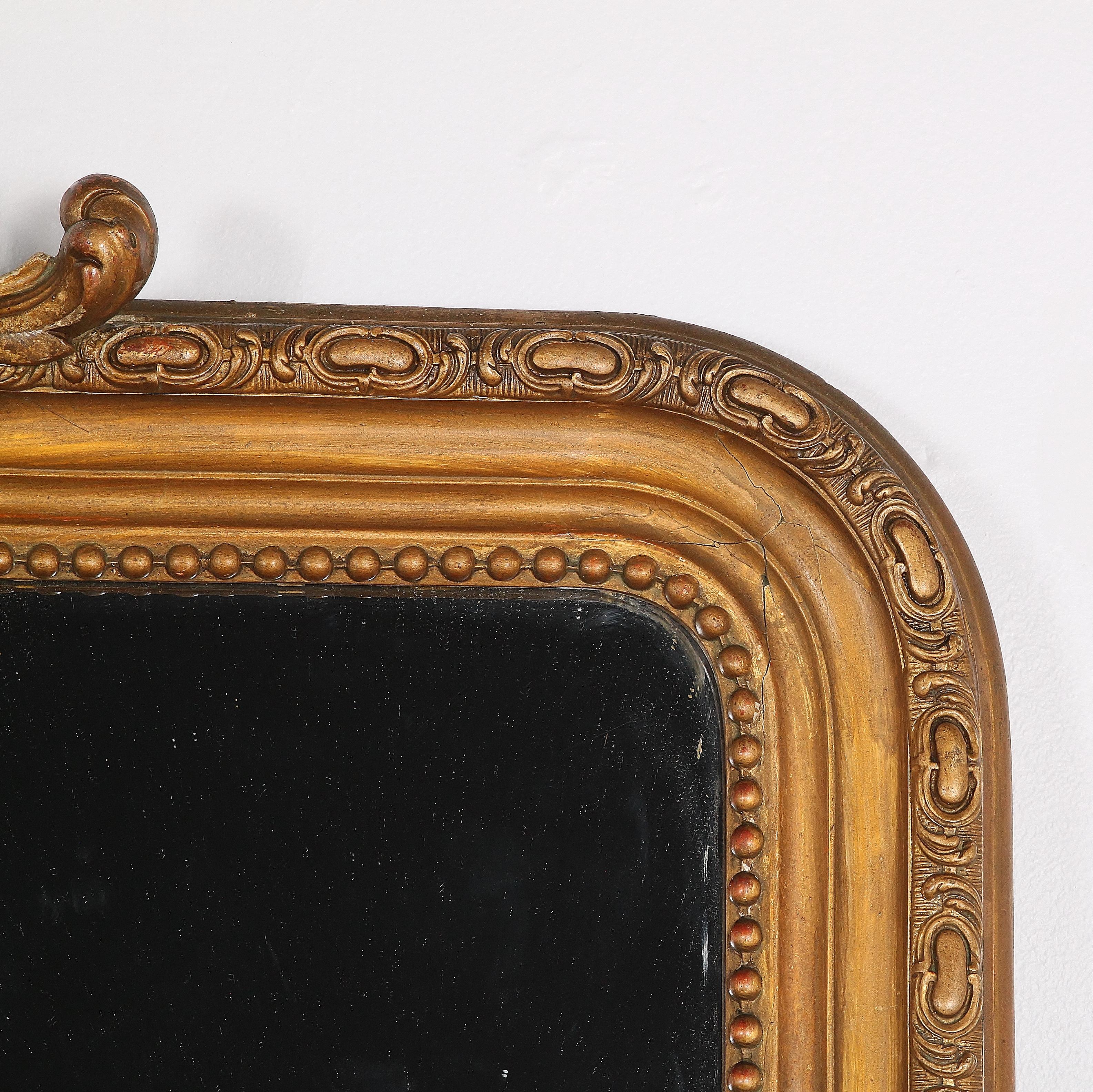 Hand-Carved Large 19th Century Gold Giltwood Mirror from Paris