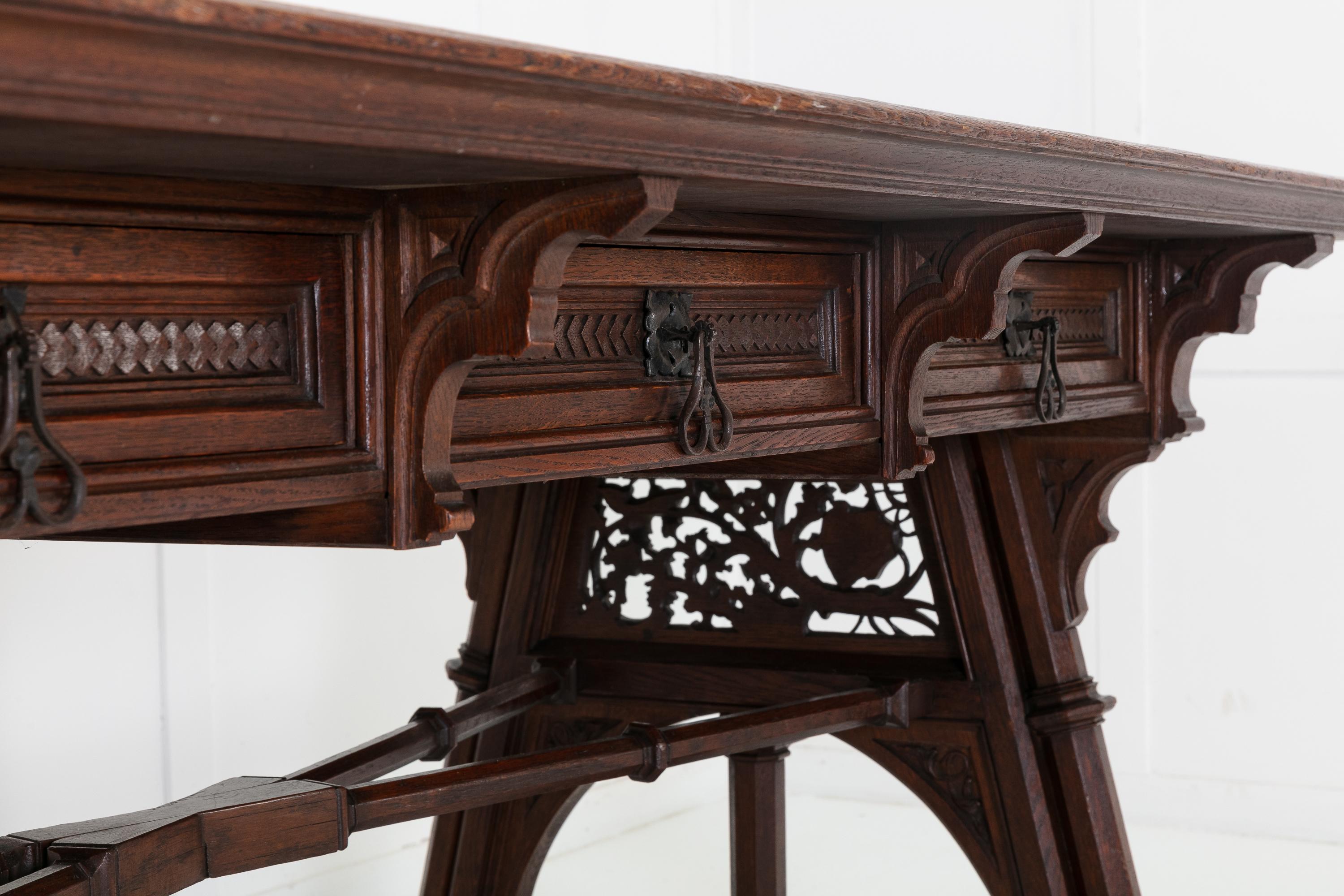 Oak Large 19th Century Gothic Desk