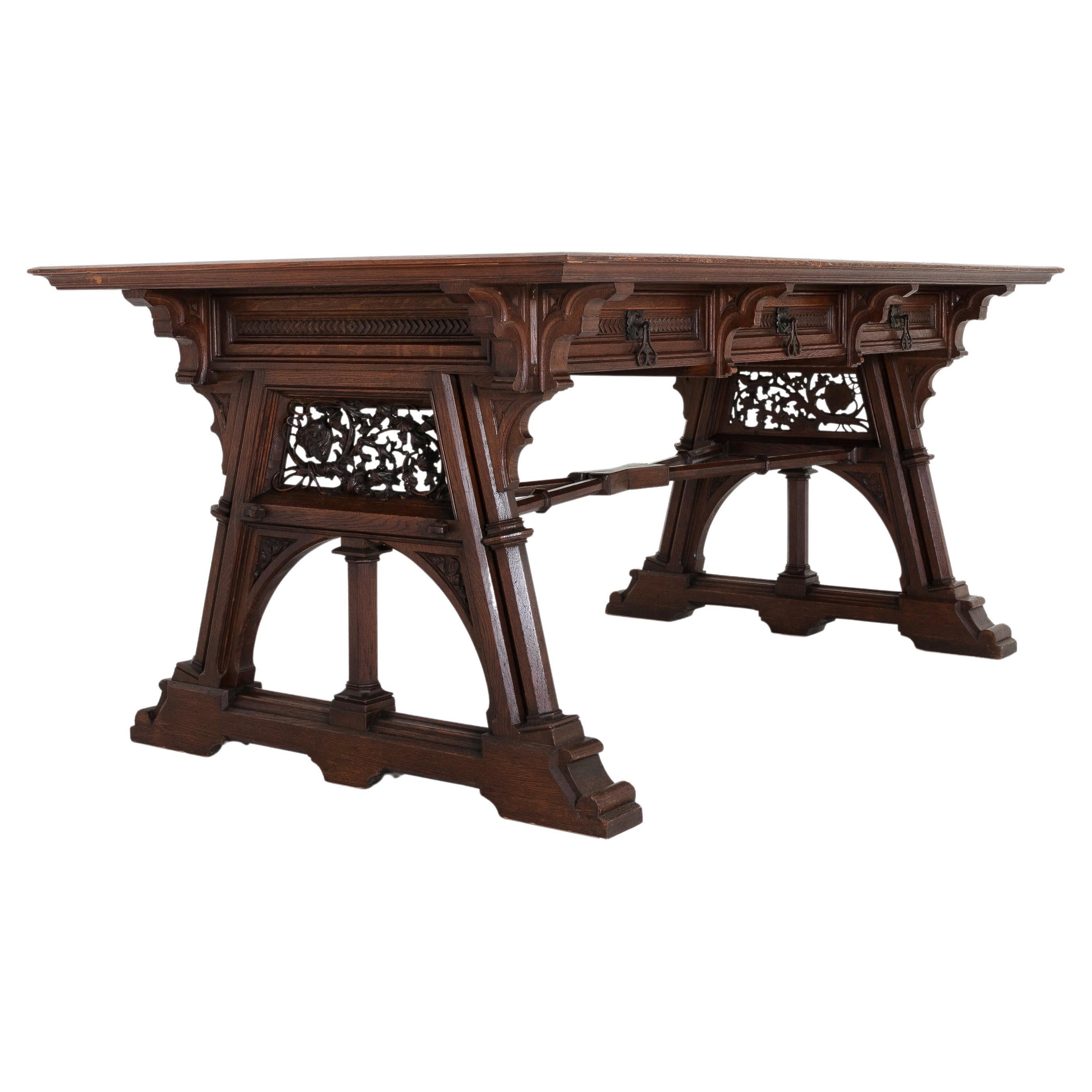 Large 19th Century Gothic Desk