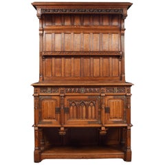 Antique Large 19th Century Gothic Revival Oak Sideboard