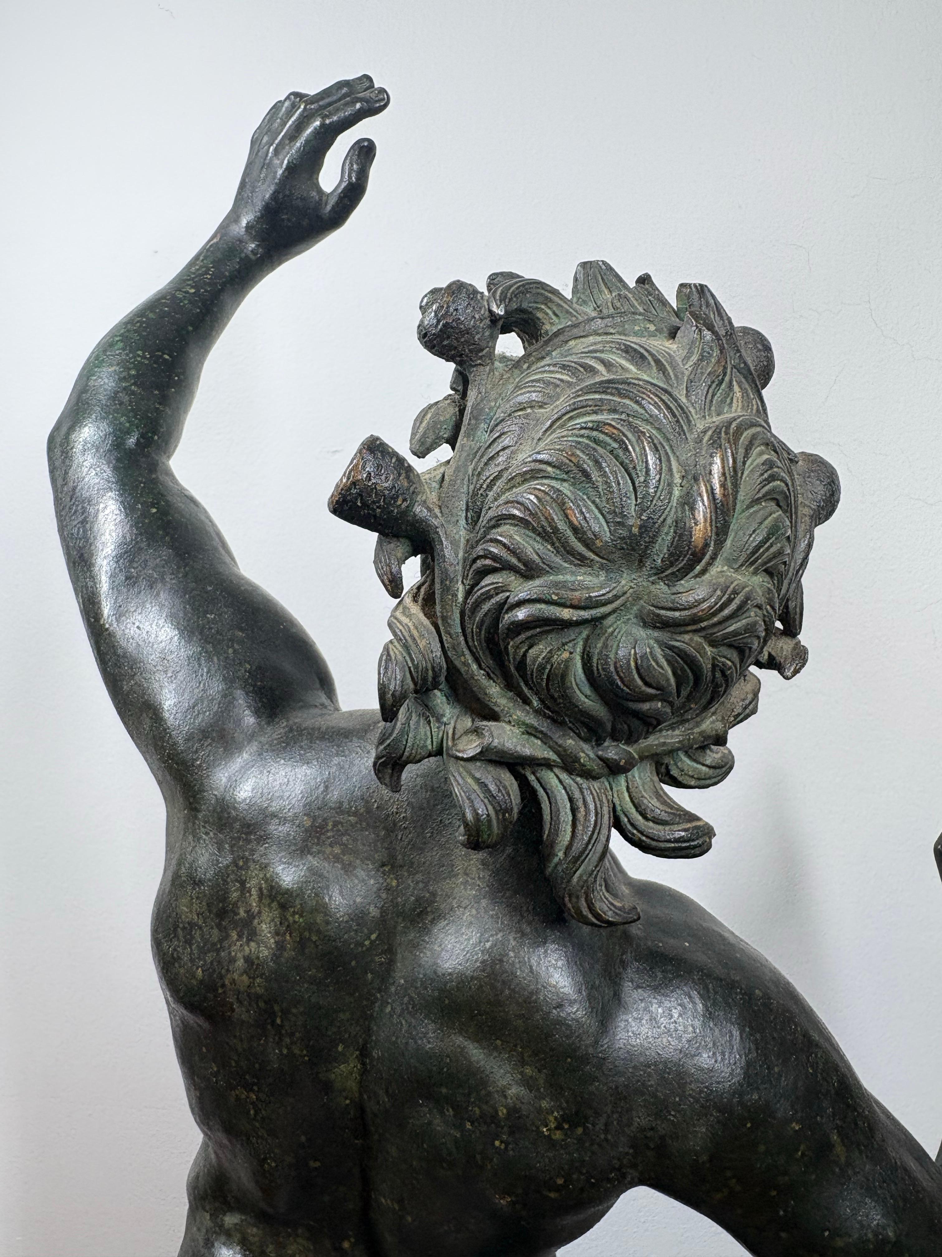 Large 19th century Grand Tour  bronze model of Dancing Satyr in vendita 13