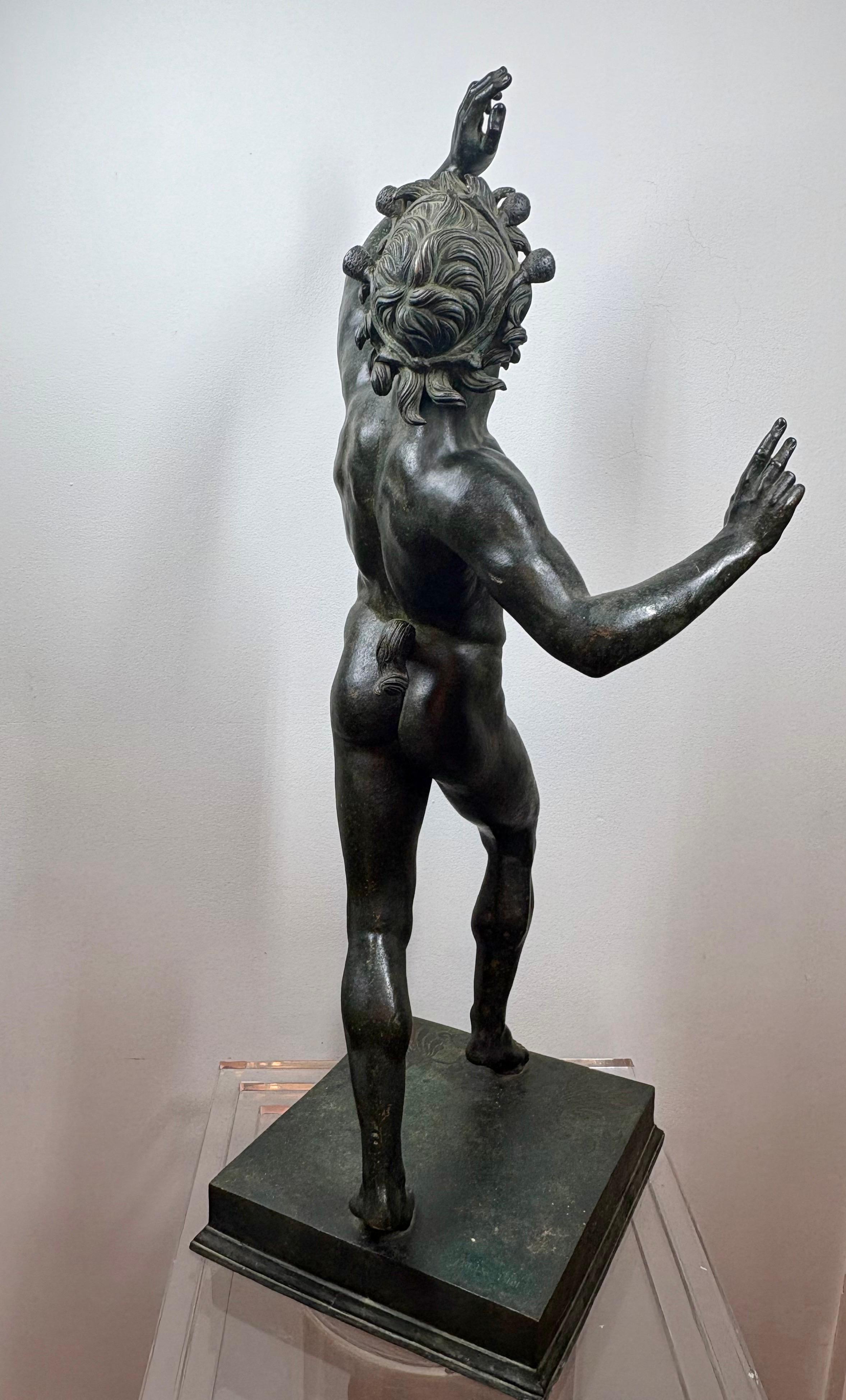 Calco Large 19th century Grand Tour  bronze model of Dancing Satyr in vendita
