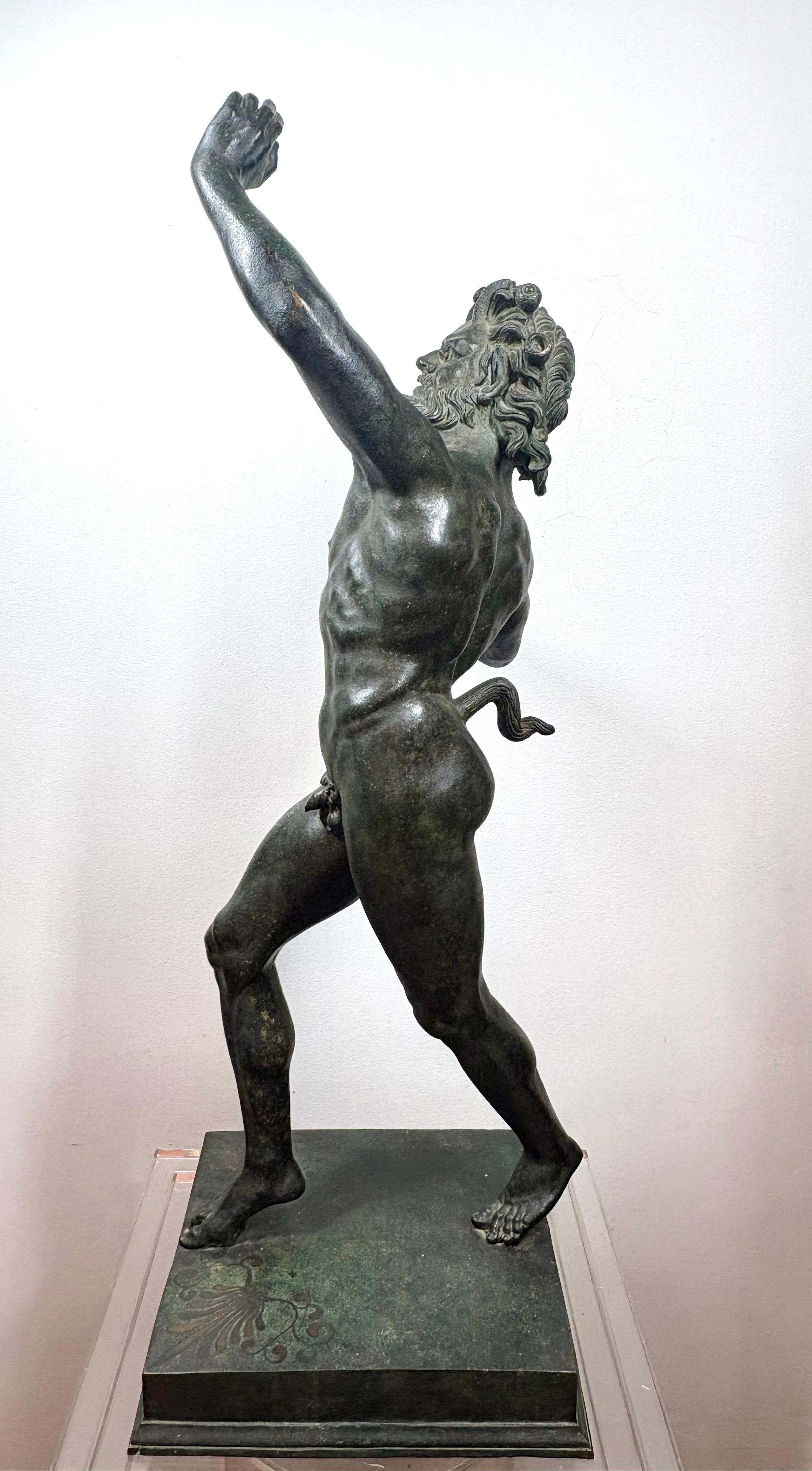 Bronzo Large 19th century Grand Tour  bronze model of Dancing Satyr in vendita