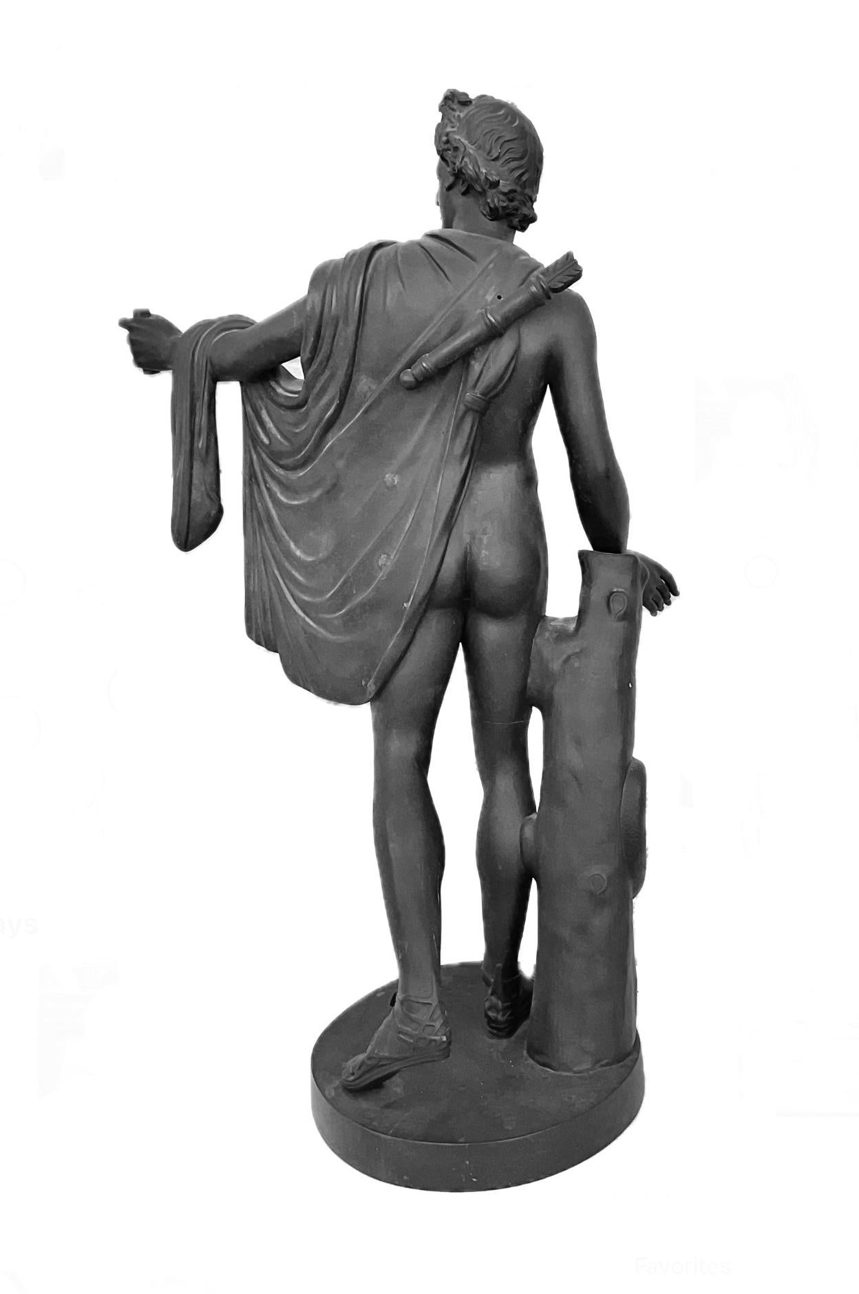 Large 19th Century Grand Tour Bronze Sculpture of Apollo Belvedere In Good Condition In Bradenton, FL