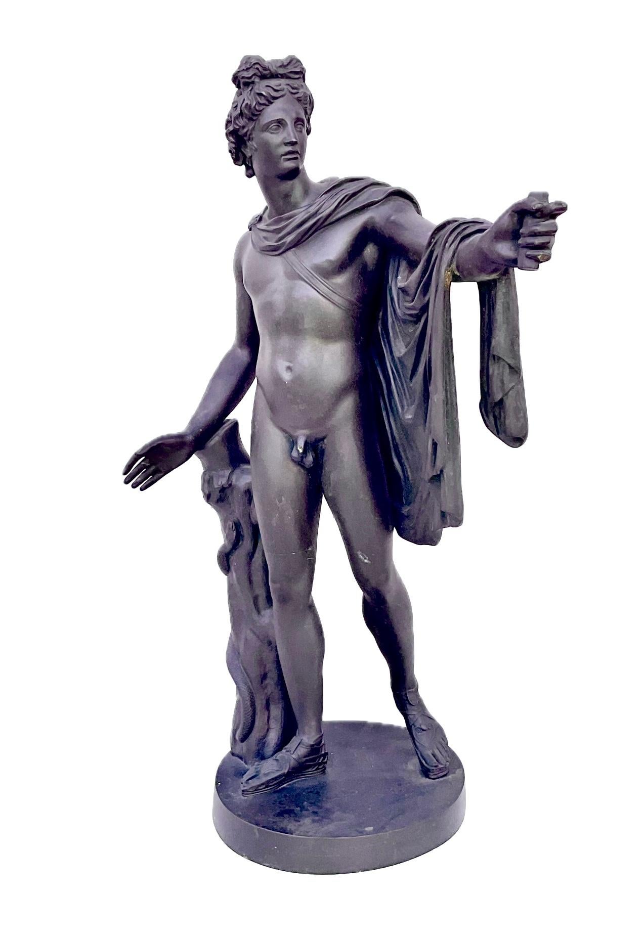 Large 19th Century Grand Tour Bronze Sculpture of Apollo Belvedere 1