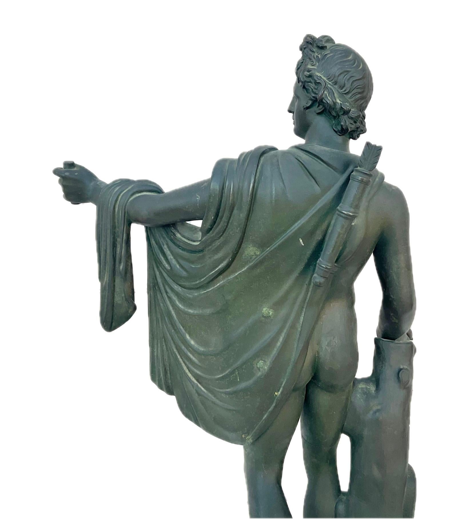 Large 19th Century Grand Tour Bronze Sculpture of Apollo Belvedere 3