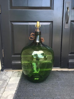 Large 19th Century Green Glass Jeroboam as Lamp