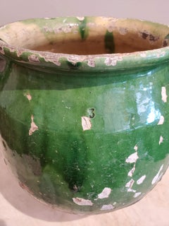 Large 19th Century Green Glazed Terracotta “Confit” Pot