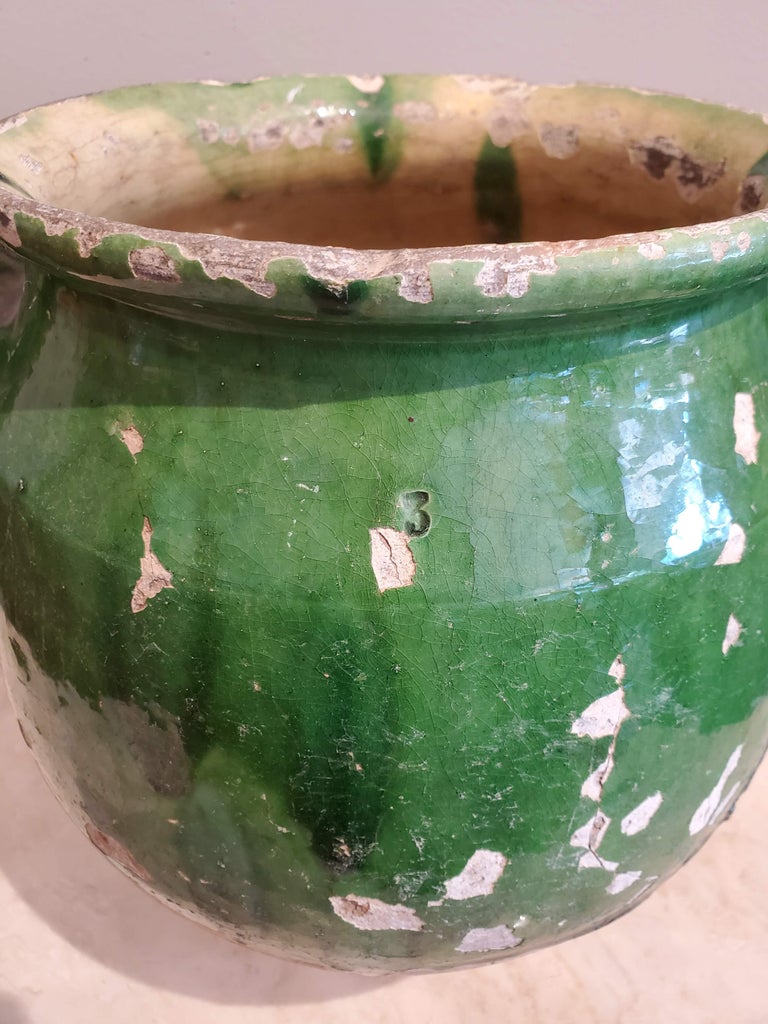 Large 19th Century Green Glazed Terracotta “Confit” Pot at 1stDibs